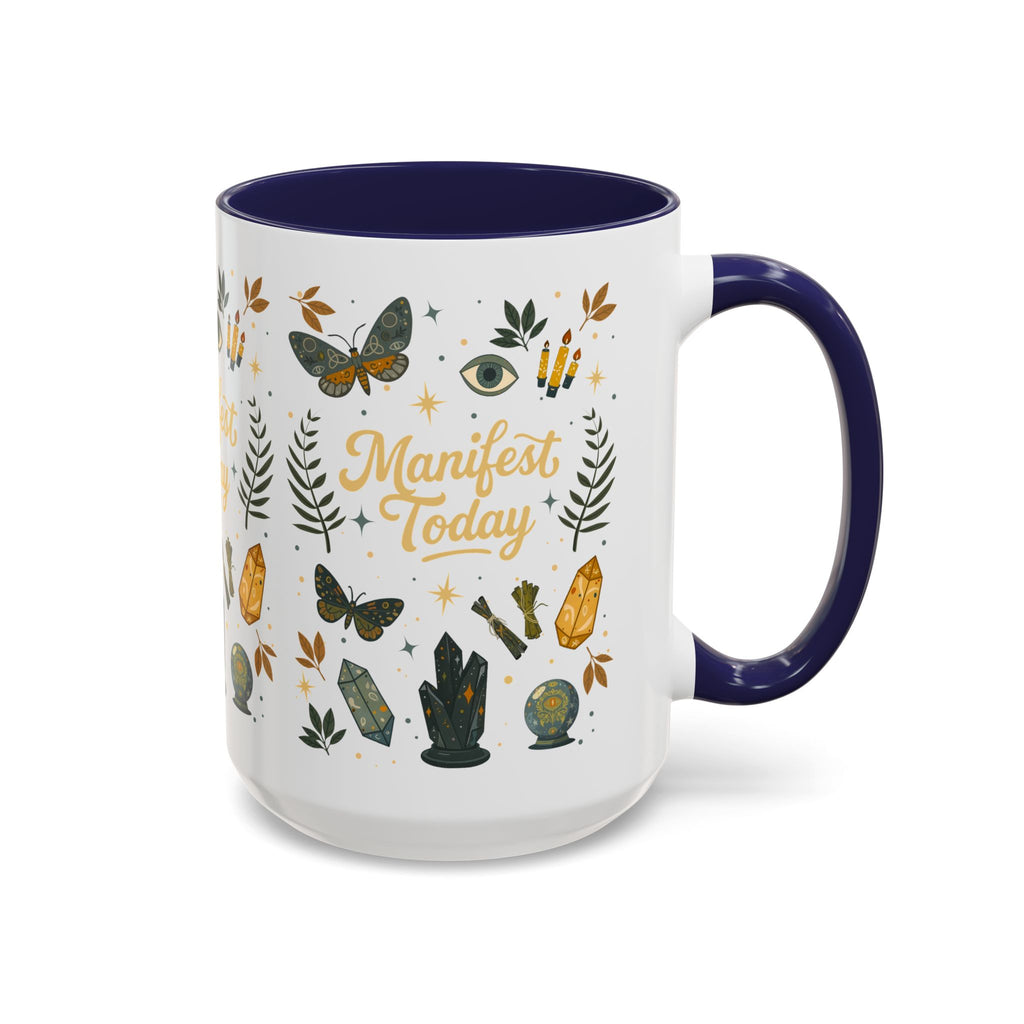 Manifest Today Ceramic Cup | Mystical Crystal Butterfly Coffee Mug | Positive Energy Affirmation Gift