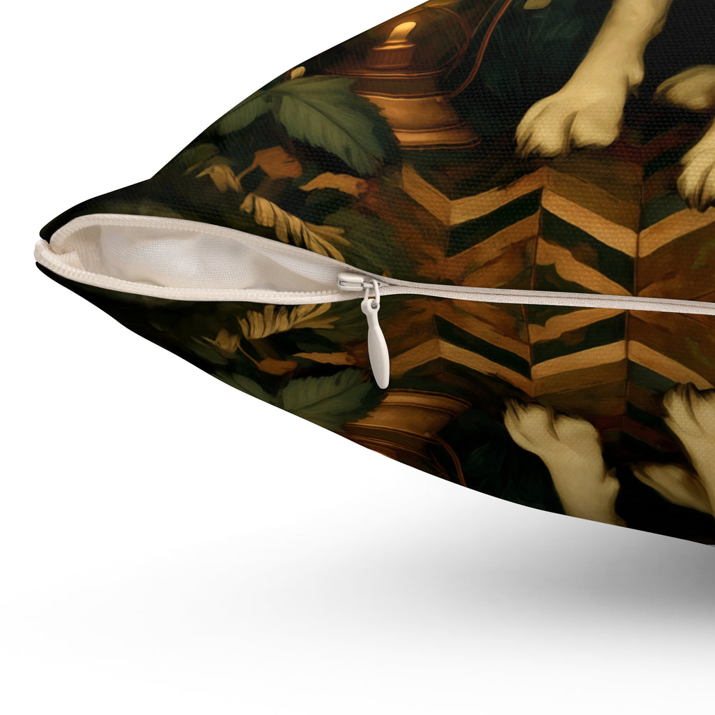 The Moonlit Hound Pillow | The Forest Guardian Yellow Lab Throw Pillow