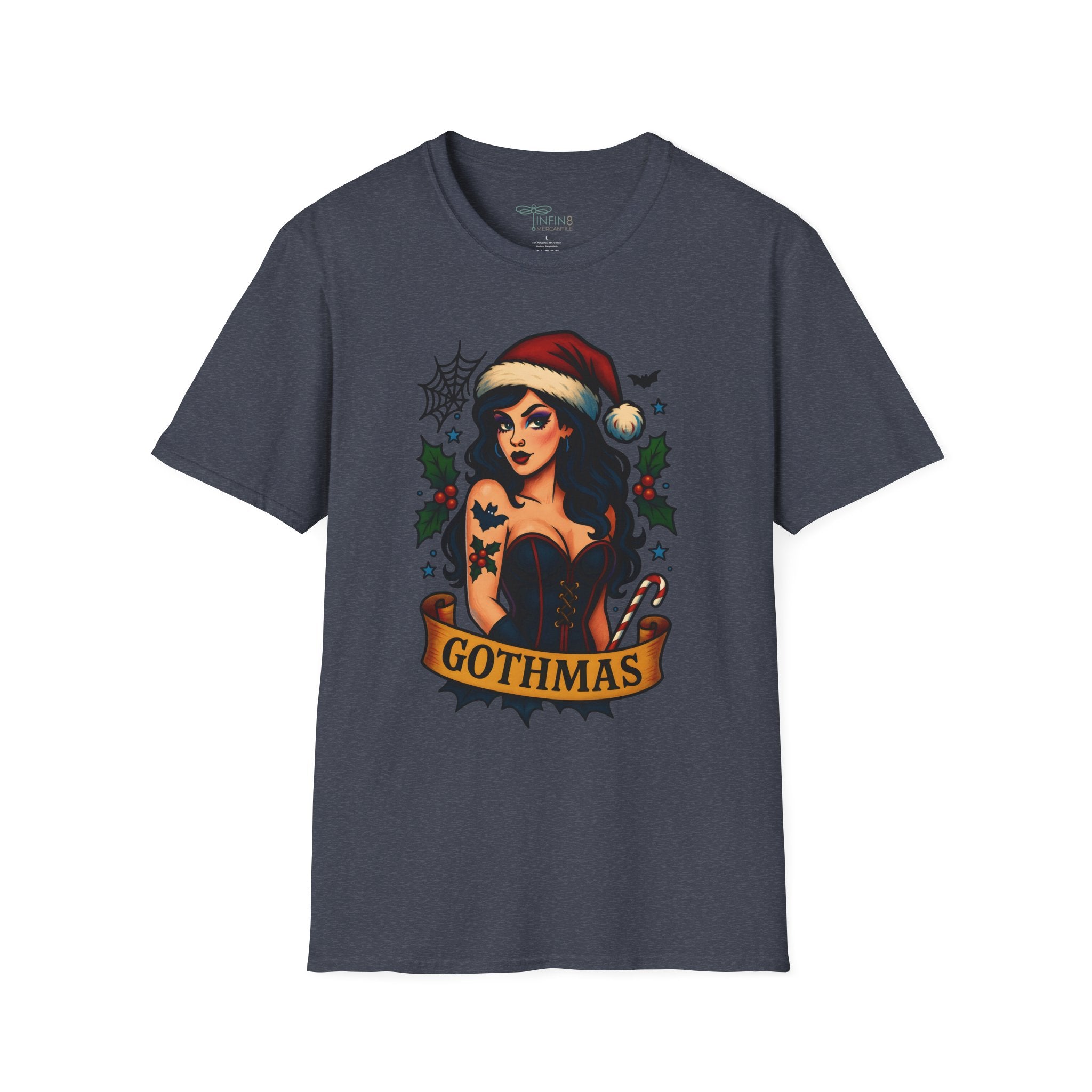 Gothmas Pin-Up T-Shirt | Men's Vintage Tattoo Christmas Tee