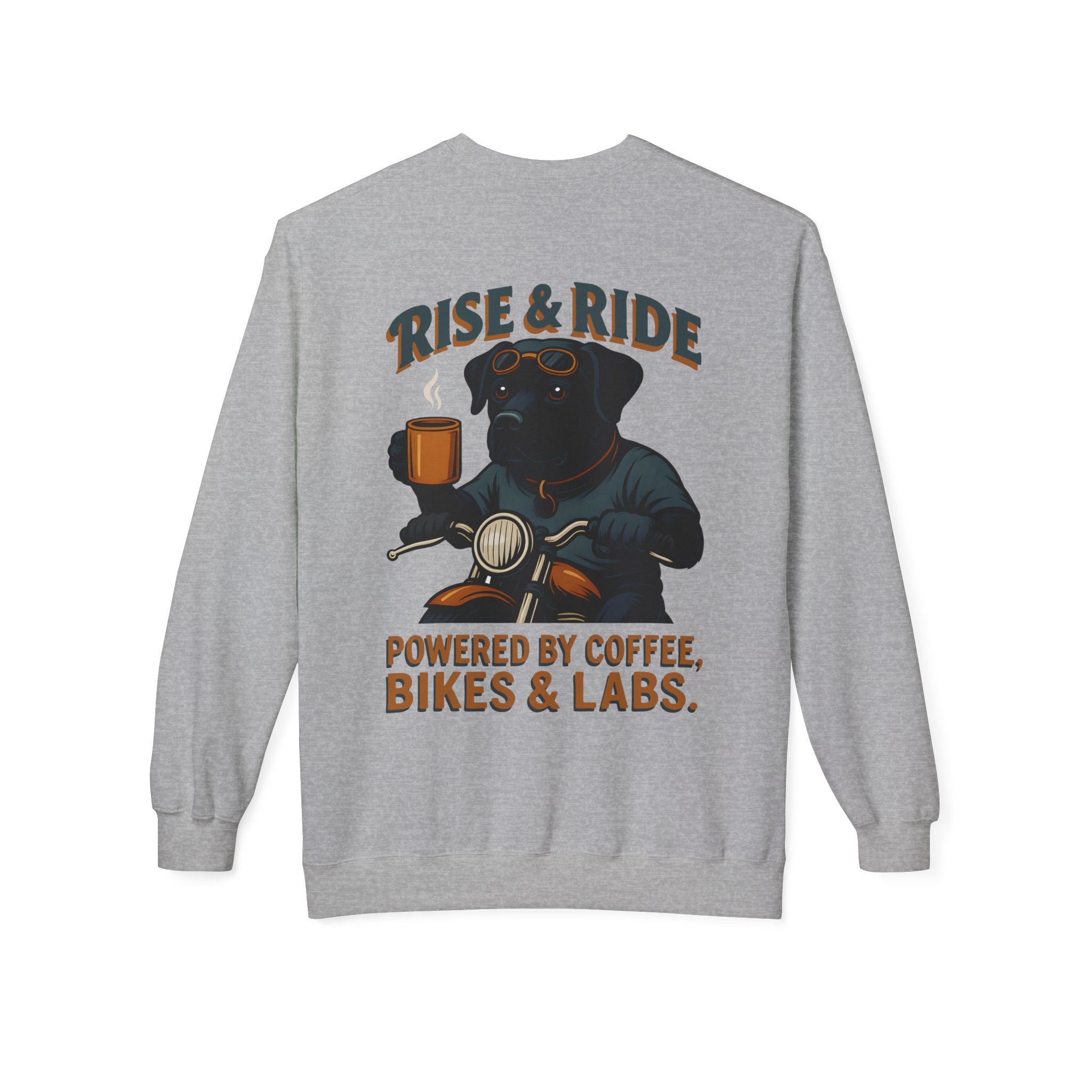 Dog Husky Biker Coffee Shirt | Husky Motorcycle Sweatshirt for Men Back Print