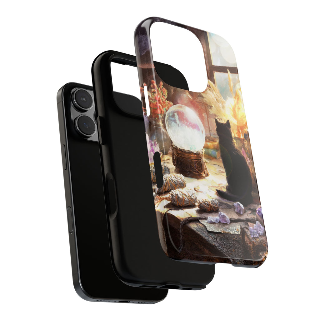 Crystal Phone case, Black Cat Case - Aesthetic Tough Case for Black Cat Lovers, Gift for Her, Witch Decor, Phone Protector, Home Vibes