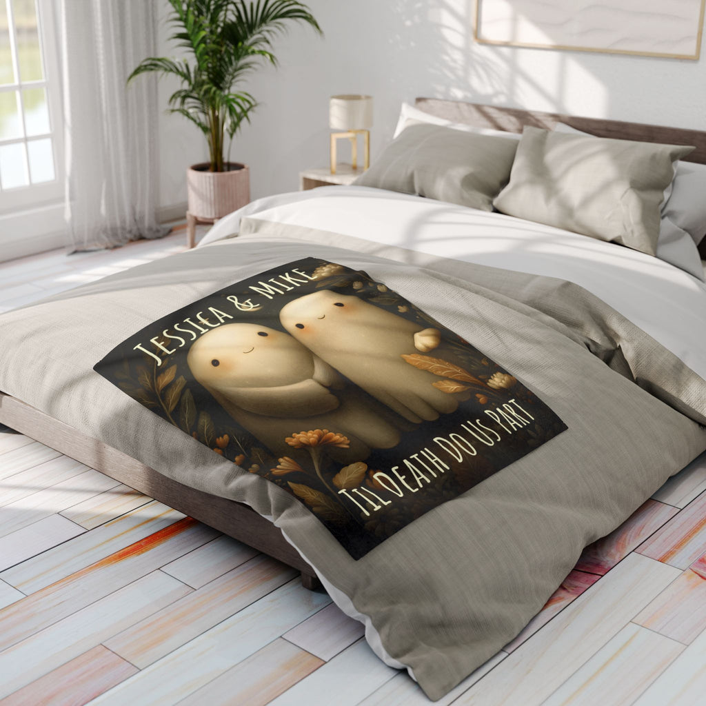 Valentine Blanket Til Death Do Us Part Ghost Blanket | Custom Name Valentines Day Couple Throw