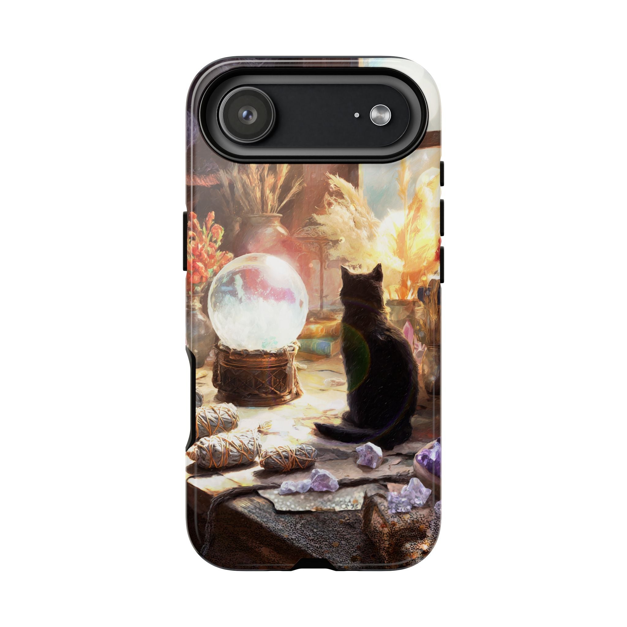 Crystal Phone case, Black Cat Case - Aesthetic Tough Case for Black Cat Lovers, Gift for Her, Witch Decor, Phone Protector, Home Vibes
