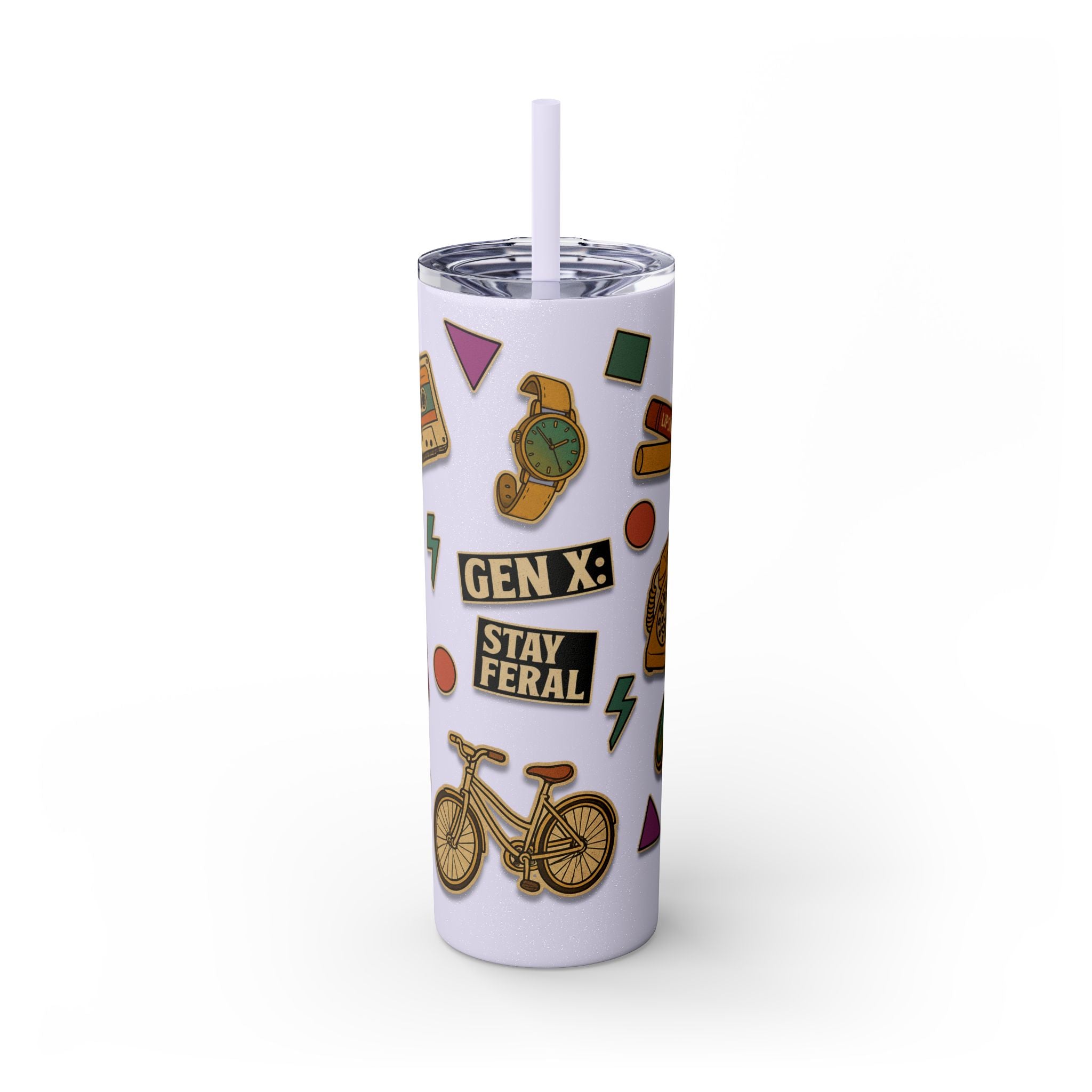Gen X Stay Feral Skinny Tumbler | Retro 20oz Drinkware for Bold GenX Style