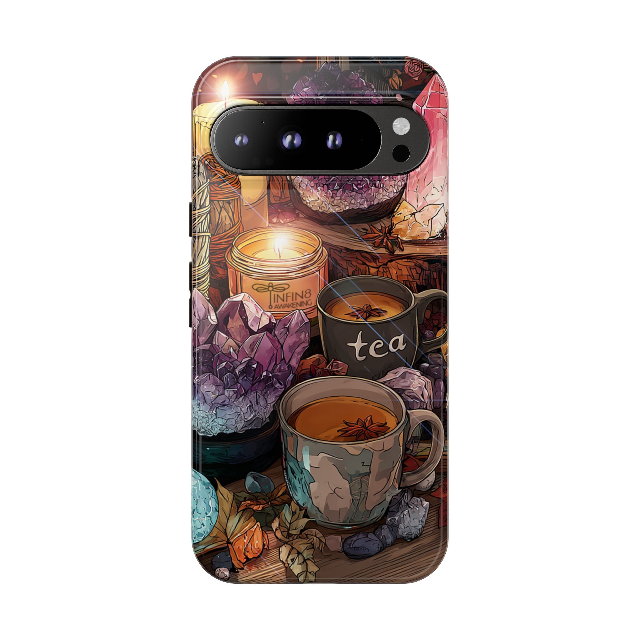 Mystical Crystal Phone Case, Cottagecore Samsung Case - Crystal Tea Lovers Phone Case, Spiritual iPhone Case, Samsung Magical FairyCore Case