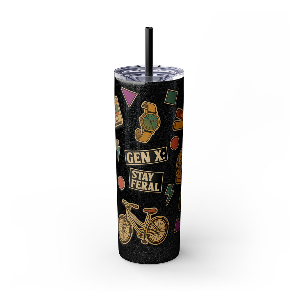 Gen X Stay Feral Skinny Tumbler | Retro 20oz Drinkware for Bold GenX Style