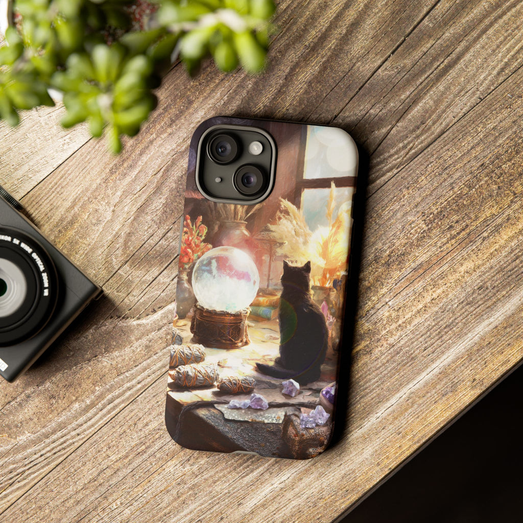 Crystal Phone case, Black Cat Case - Aesthetic Tough Case for Black Cat Lovers, Gift for Her, Witch Decor, Phone Protector, Home Vibes