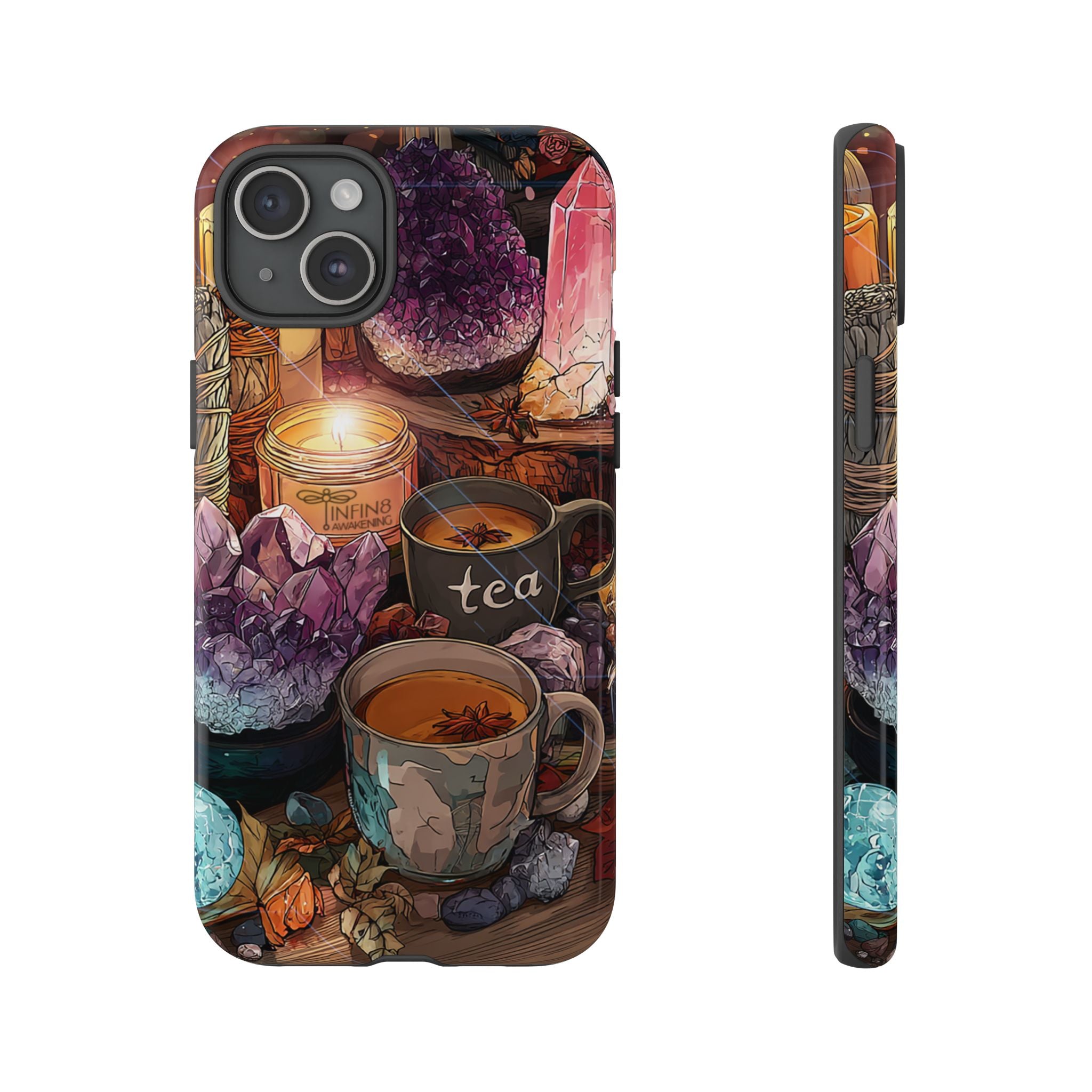 Mystical Crystal Phone Case, Cottagecore Samsung Case - Crystal Tea Lovers Phone Case, Spiritual iPhone Case, Samsung Magical FairyCore Case