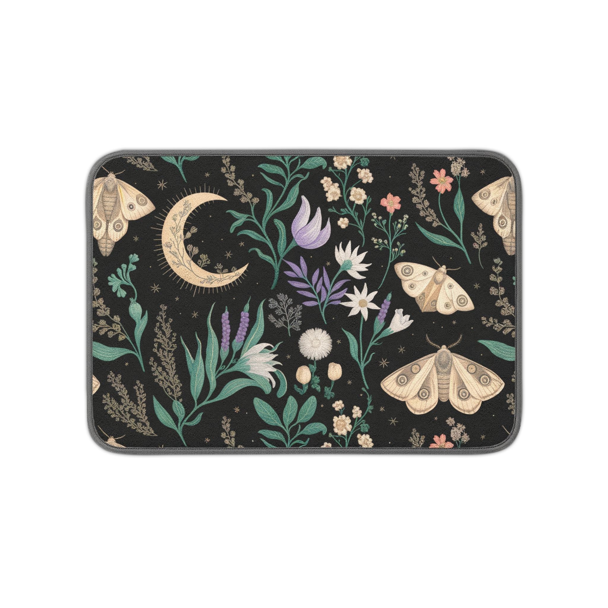 Celestial Moth Blooms Dish Mat Printify