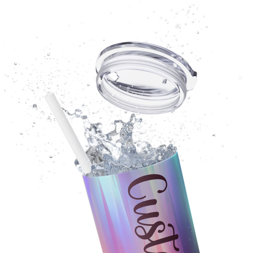 Personalized Iridescent Glitter Tumbler 20oz | Custom Name Cup Valentine Gift with Saying