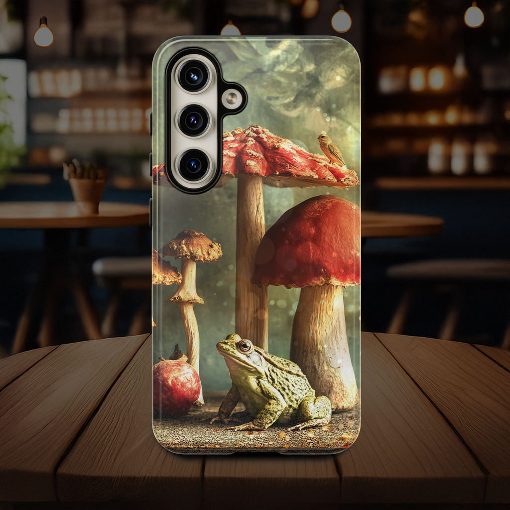 Mushroom & Frog Flip Phone Case — Cute Woodland Phone Cover
