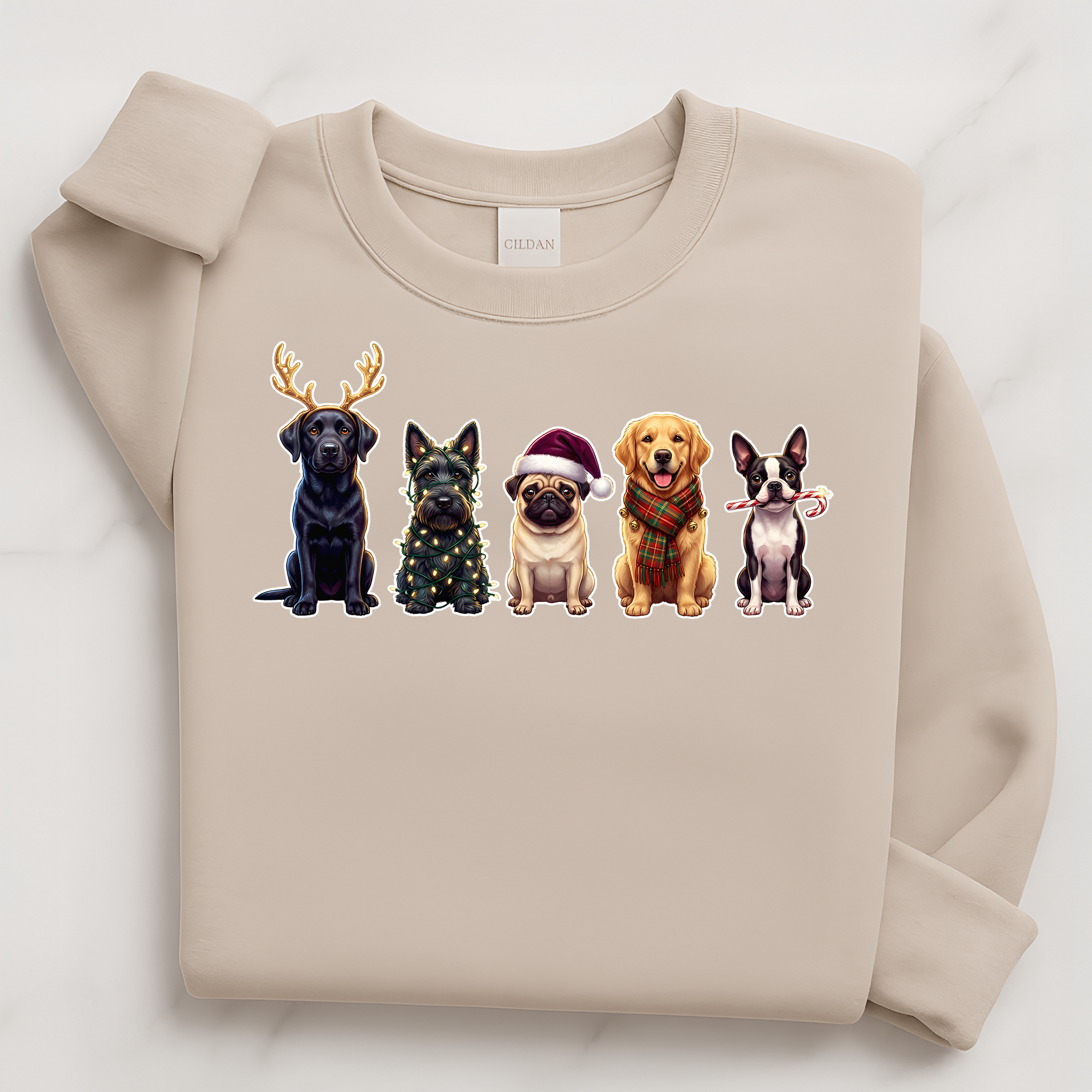 Santa Paws Crew Dog Christmas Pullover | Labrador Terrier Pug Golden Retriever Boston Terrier Gift