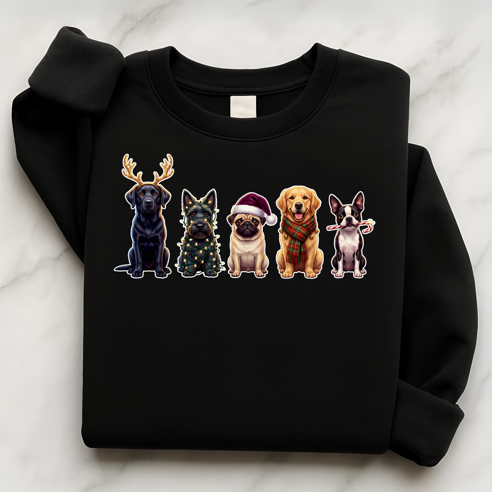 Santa Paws Crew Dog Christmas Pullover | Labrador Terrier Pug Golden Retriever Boston Terrier Gift