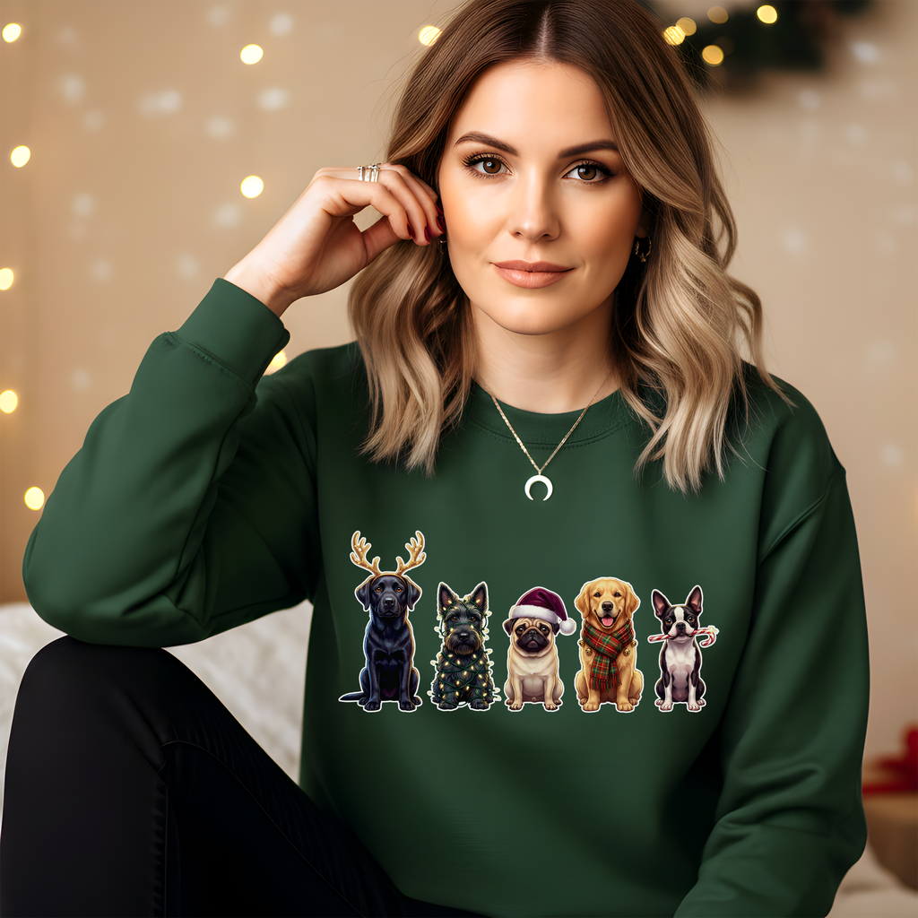 Santa Paws Crew Dog Christmas Pullover | Labrador Terrier Pug Golden Retriever Boston Terrier Gift