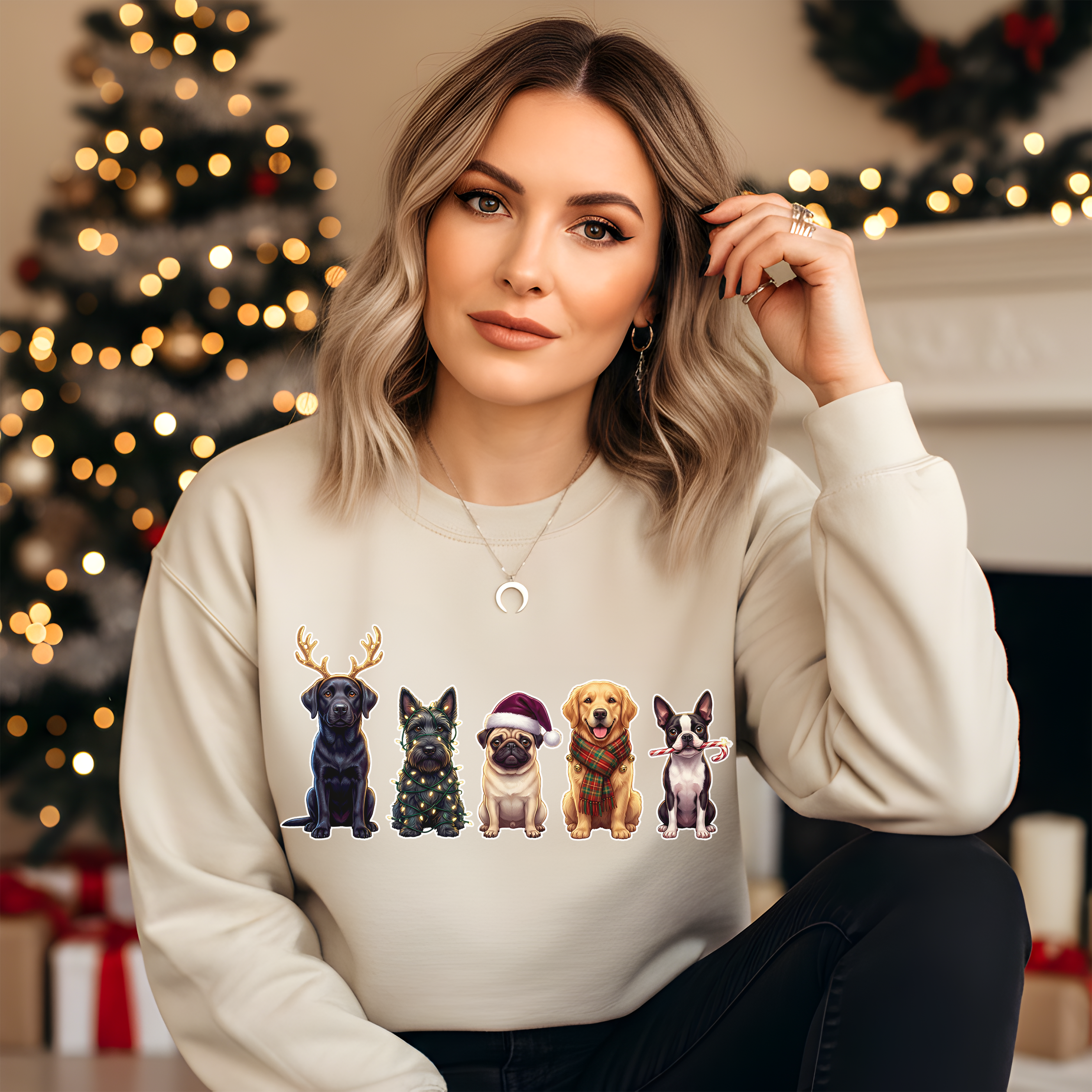 Santa Paws Crew Dog Christmas Pullover | Labrador Terrier Pug Golden Retriever Boston Terrier Gift