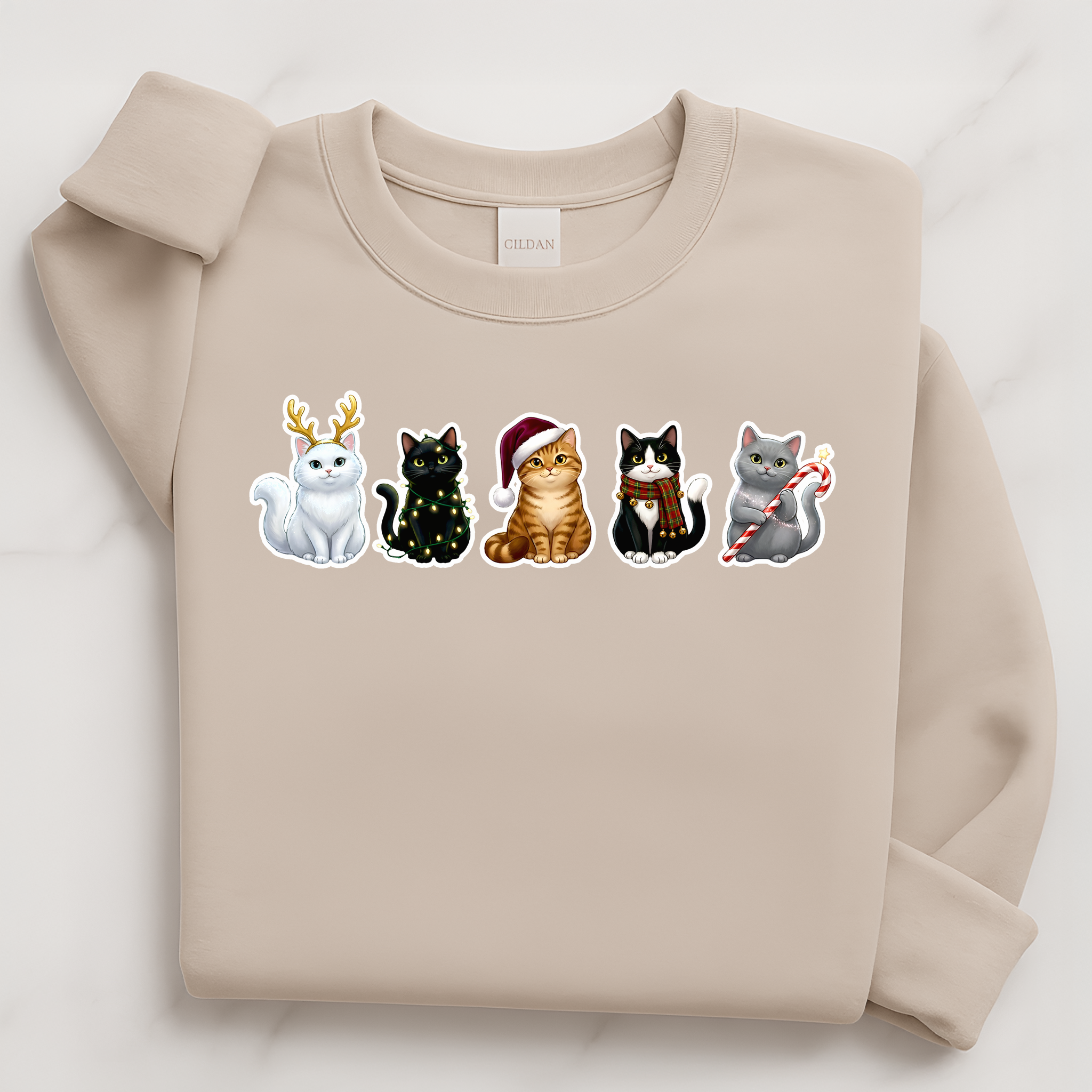Santa Claws Crew Cat Christmas Pullover | White Black Tabby Tuxedo Gray Cat Lover Gift