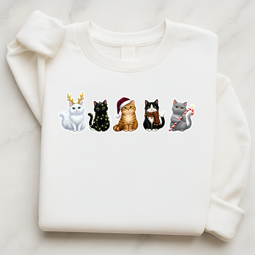 Santa Claws Crew Cat Christmas Pullover | White Black Tabby Tuxedo Gray Cat Lover Gift