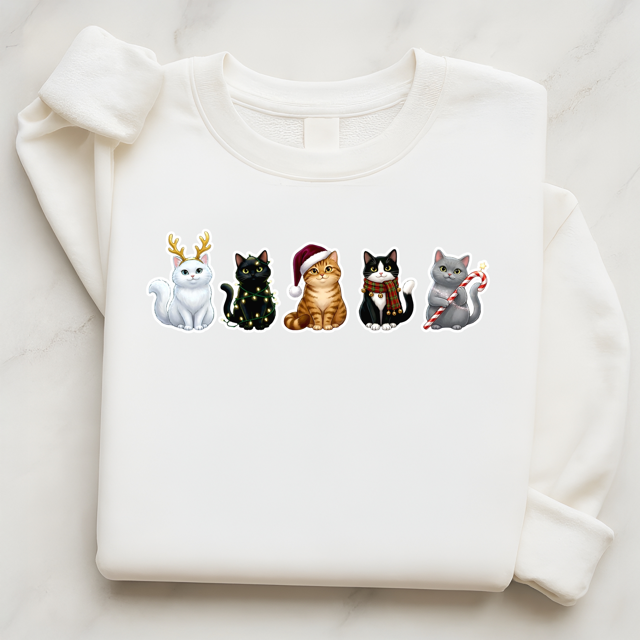 Santa Claws Crew Cat Christmas Pullover | White Black Tabby Tuxedo Gray Cat Lover Gift