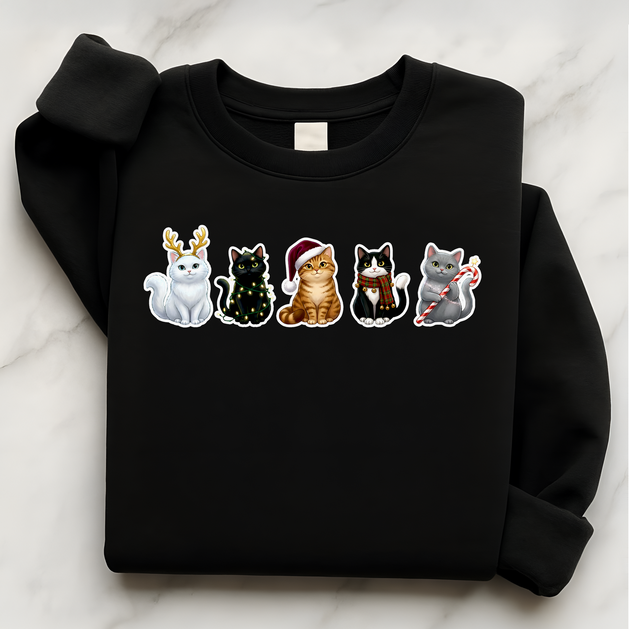 Santa Claws Crew Cat Christmas Pullover | White Black Tabby Tuxedo Gray Cat Lover Gift