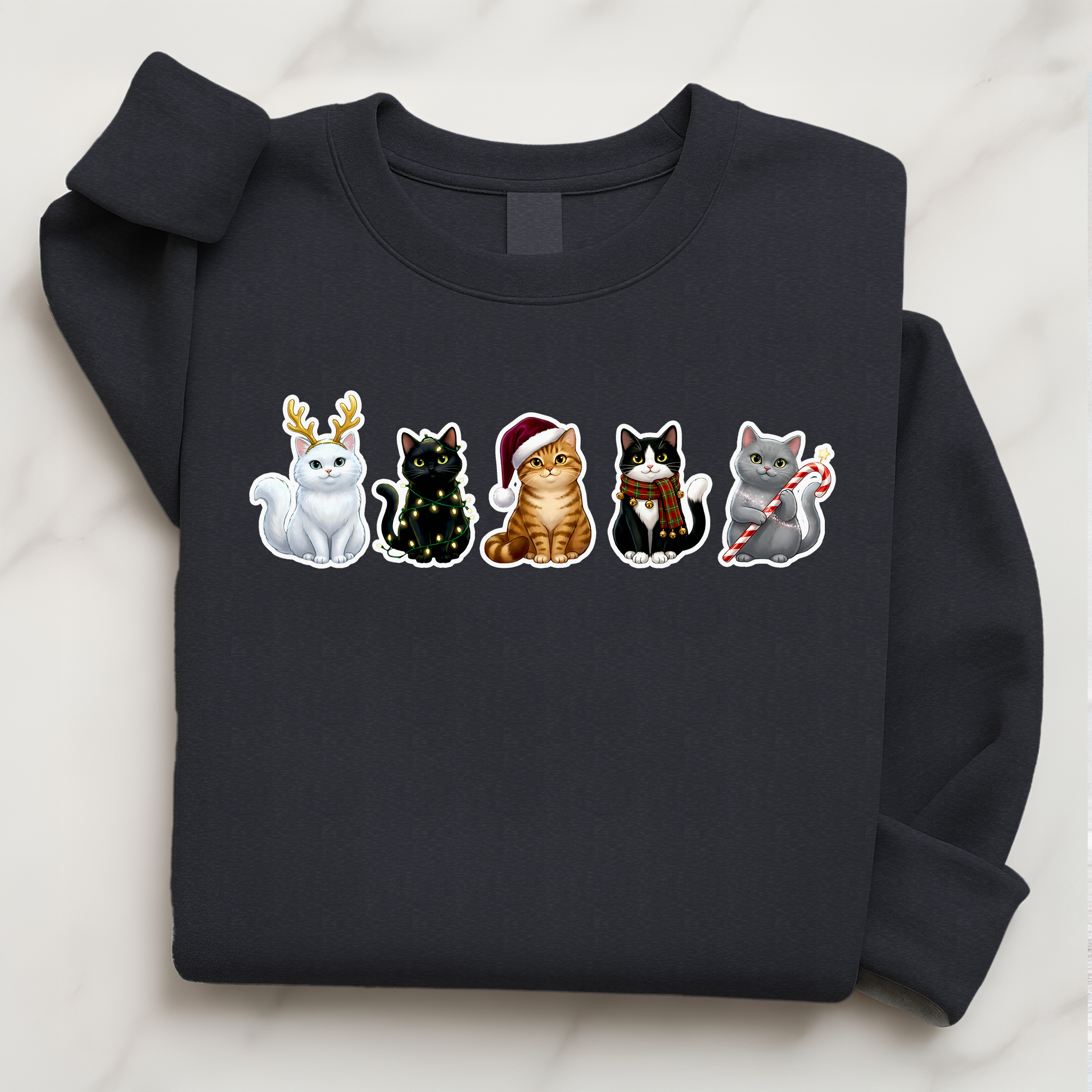 Santa Claws Crew Cat Christmas Pullover | White Black Tabby Tuxedo Gray Cat Lover Gift
