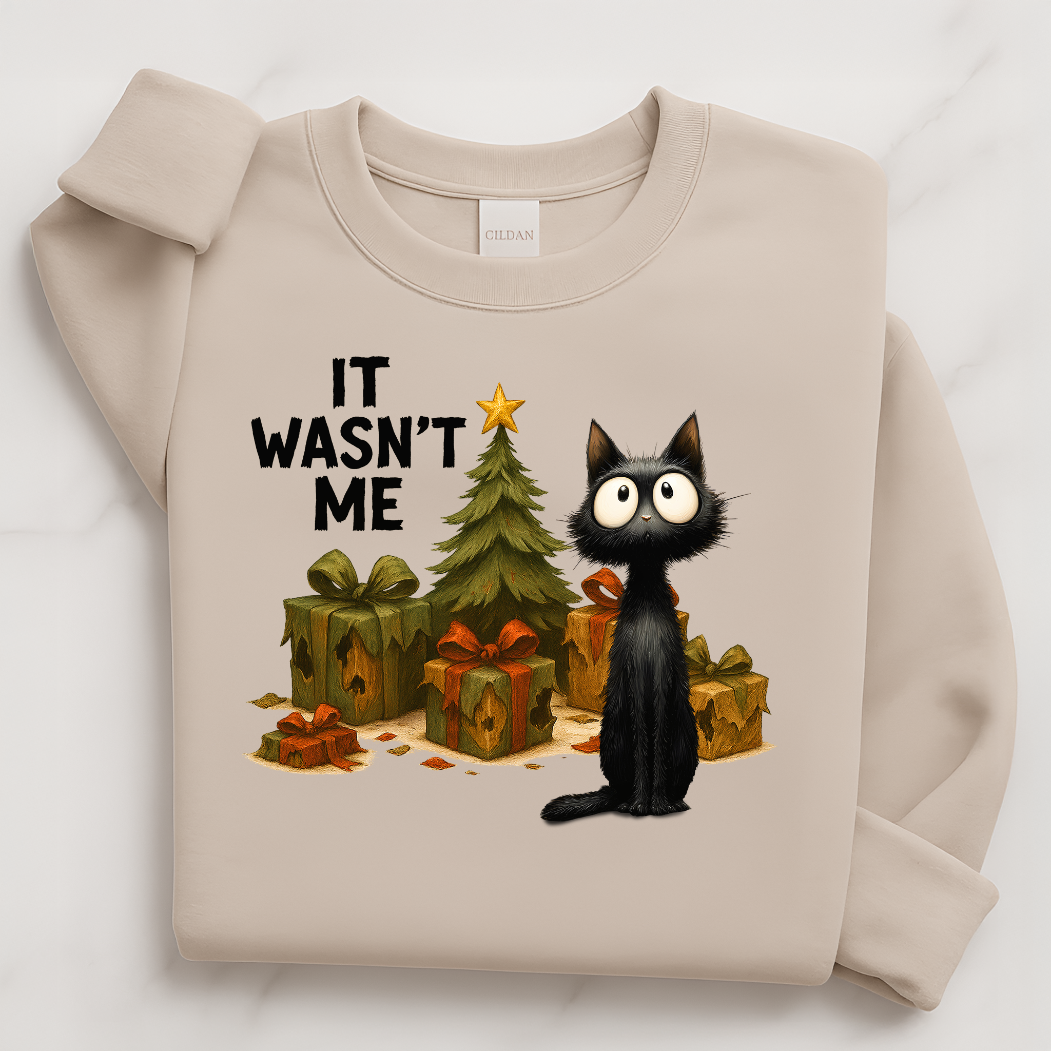 Frazzled Black Cat Christmas Pullover | Funny Holiday Cat Lover Sweatshirt