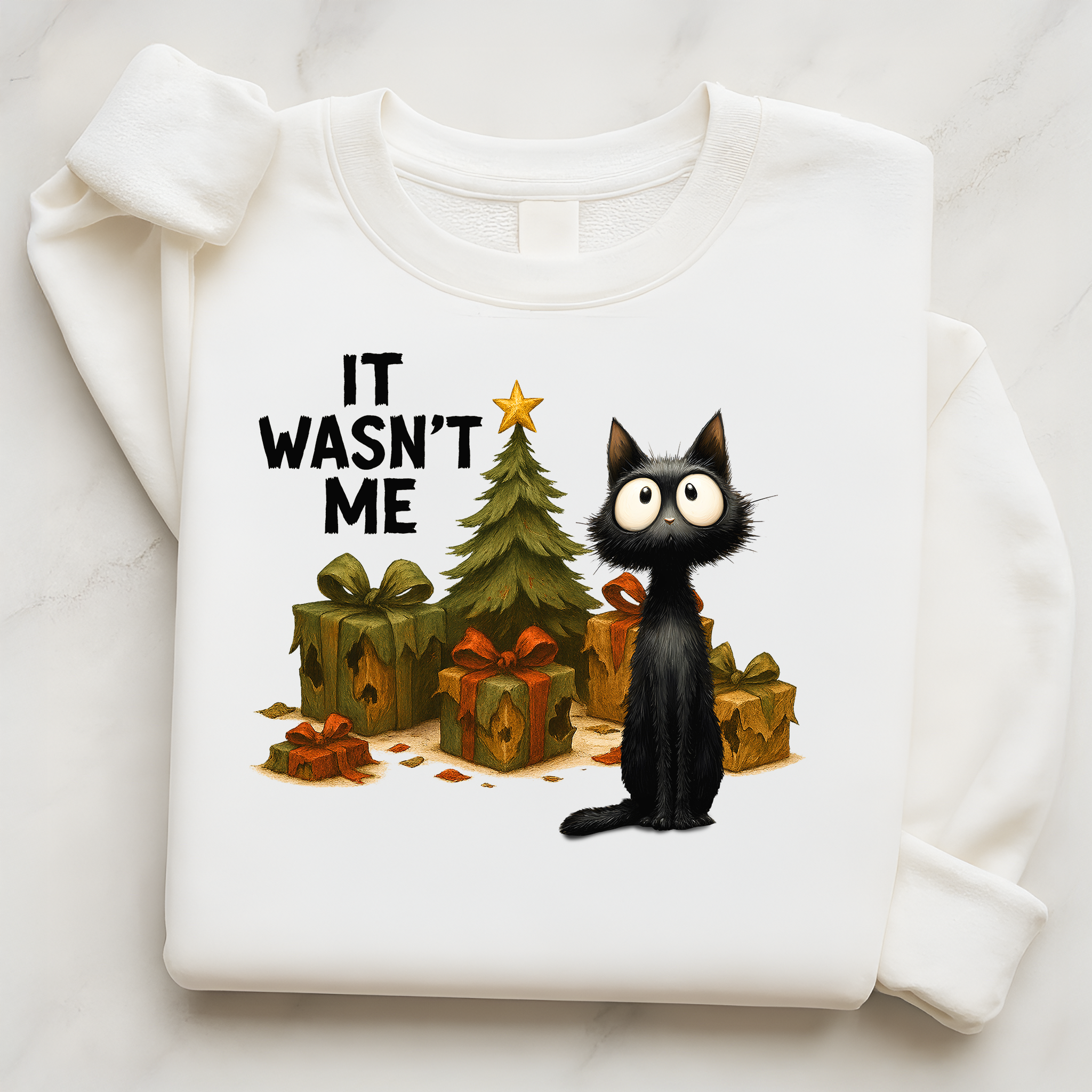 Frazzled Black Cat Christmas Pullover | Funny Holiday Cat Lover Sweatshirt