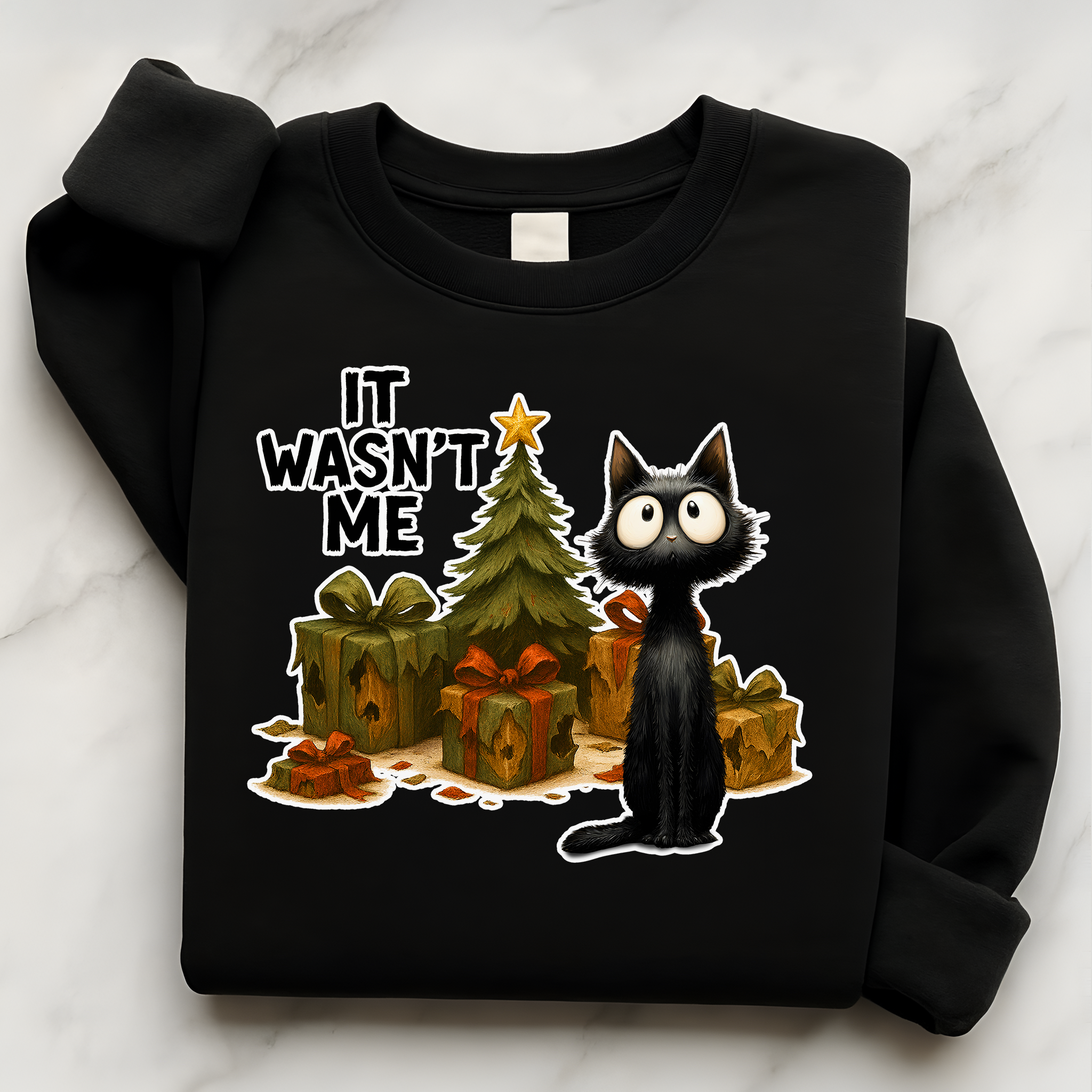Frazzled Black Cat Christmas Pullover | Funny Holiday Cat Lover Sweatshirt