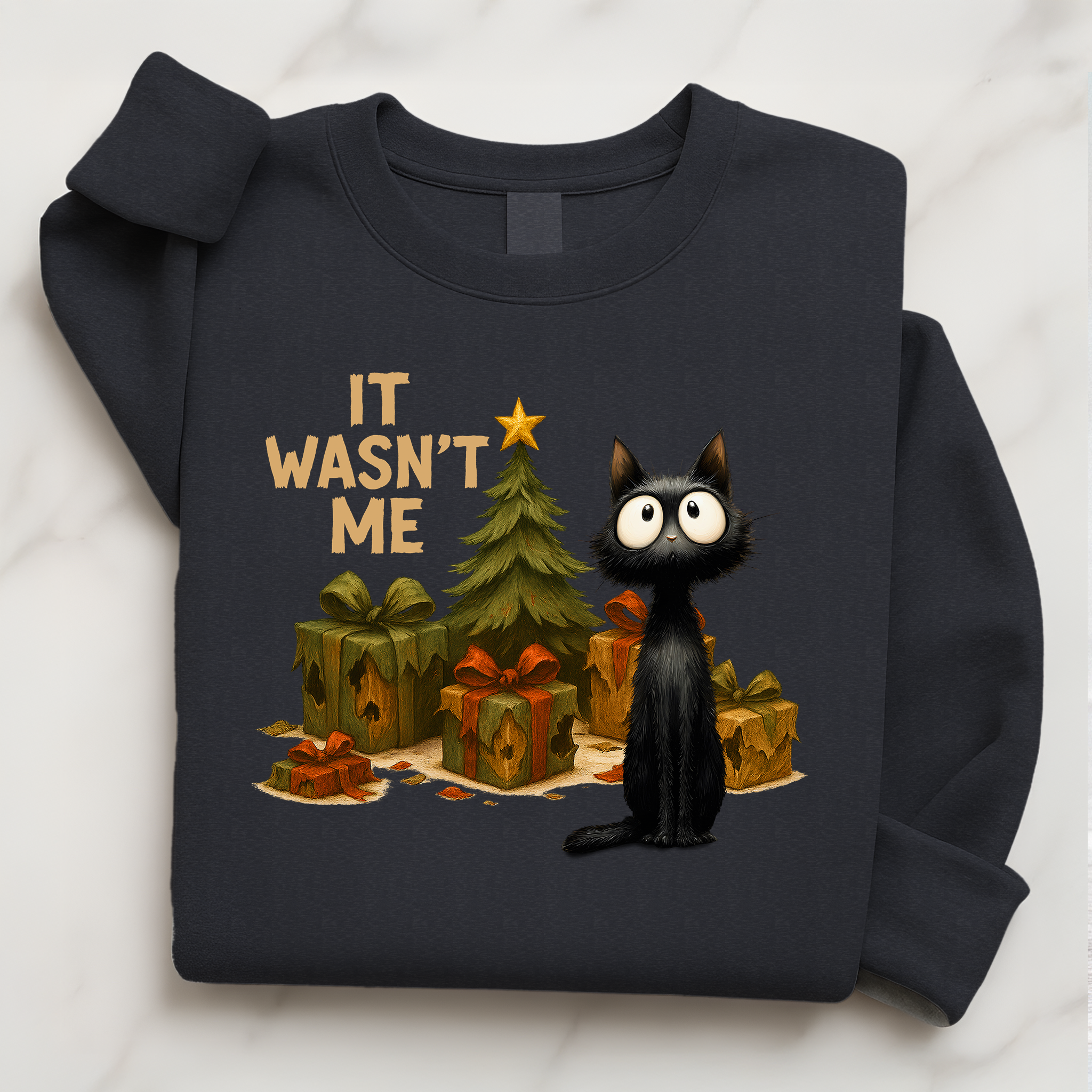 Frazzled Black Cat Christmas Pullover | Funny Holiday Cat Lover Sweatshirt