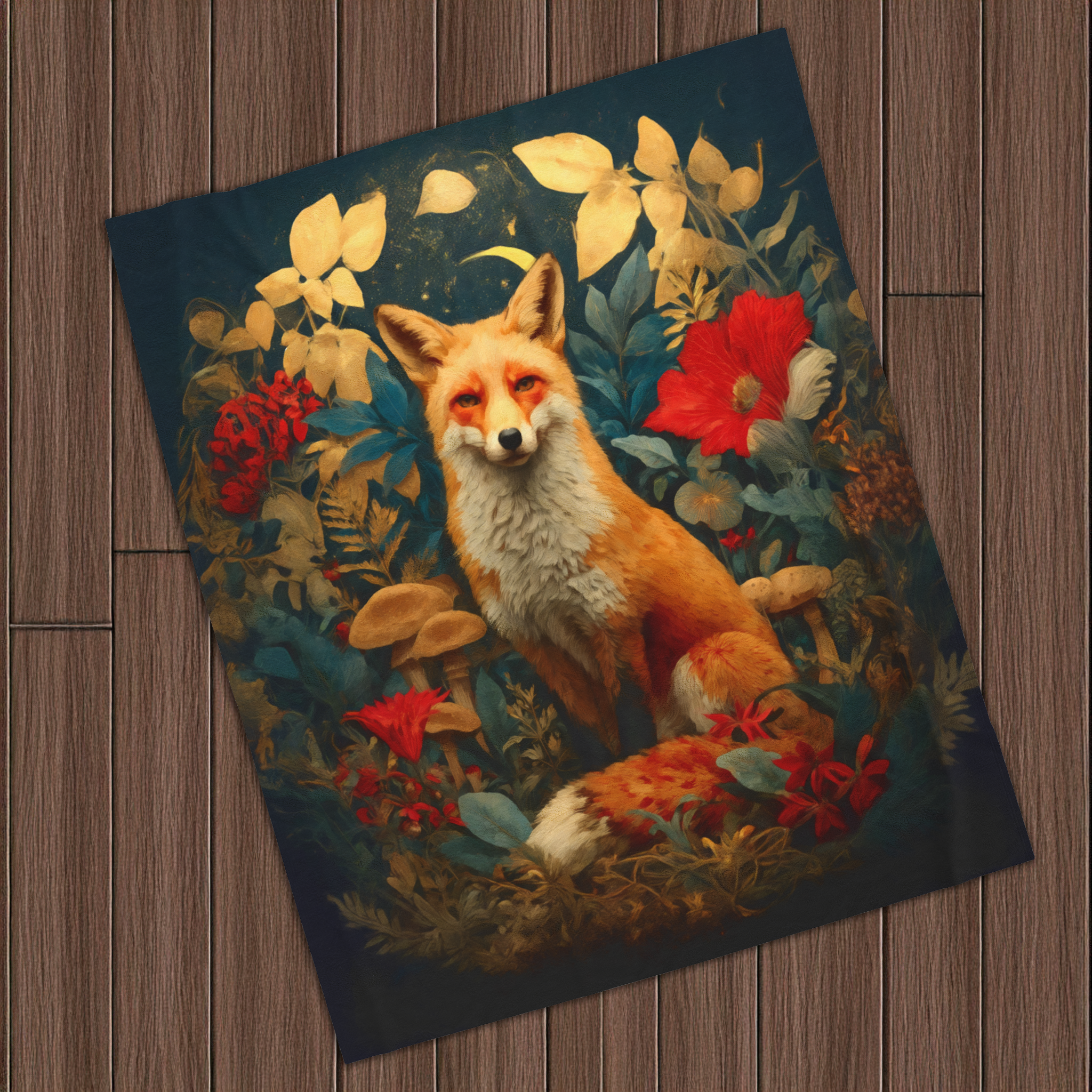 Red Fox Woodland Blanket | Cozy Luxury Forest Throw for Nature-Inspired Homes