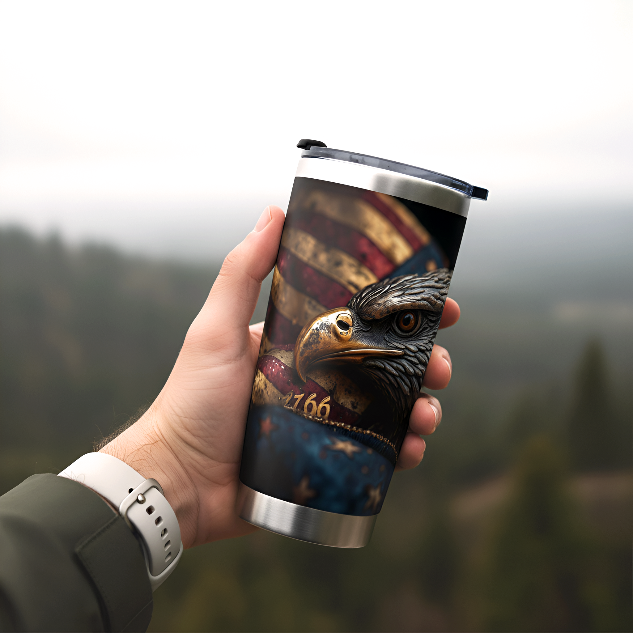 Patriotic Eagle Flag Mug, 4th of July Gift, American Pride 20 oz Tumbler