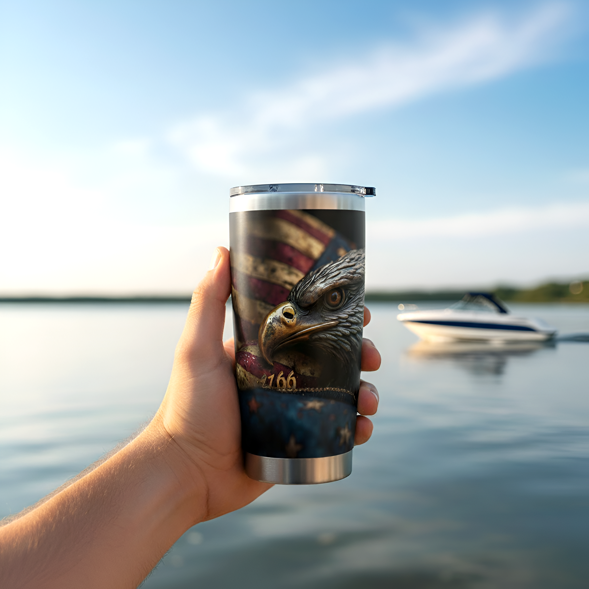 Patriotic Eagle Flag Mug, 4th of July Gift, American Pride 20 oz Tumbler