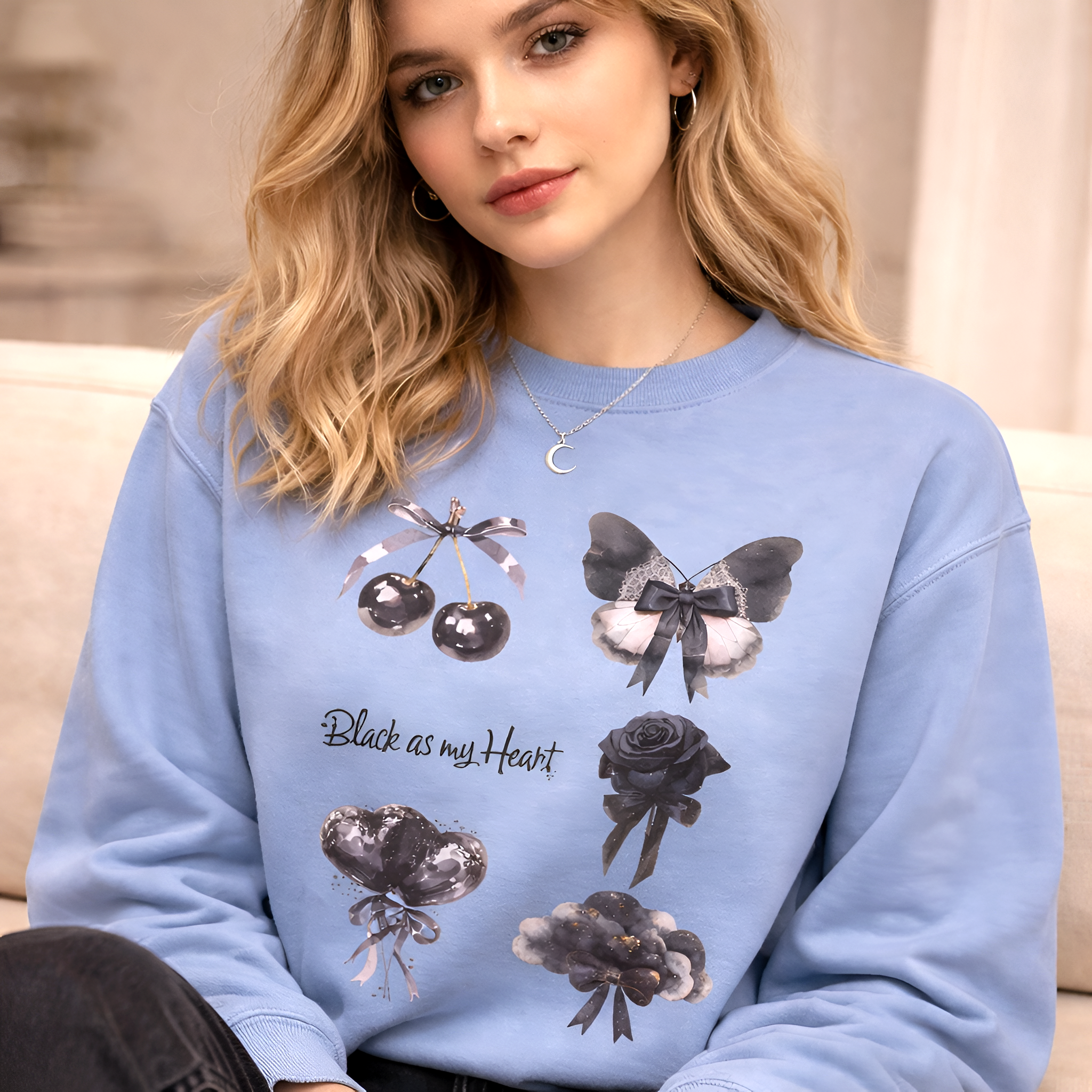 Anti Valentine Shirt Black As My Heart | Dark Coquette Gothic Sweatshirt Gift for Her