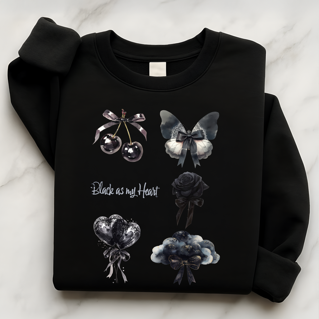 Anti Valentine Shirt Black As My Heart | Dark Coquette Gothic Sweatshirt Gift for Her