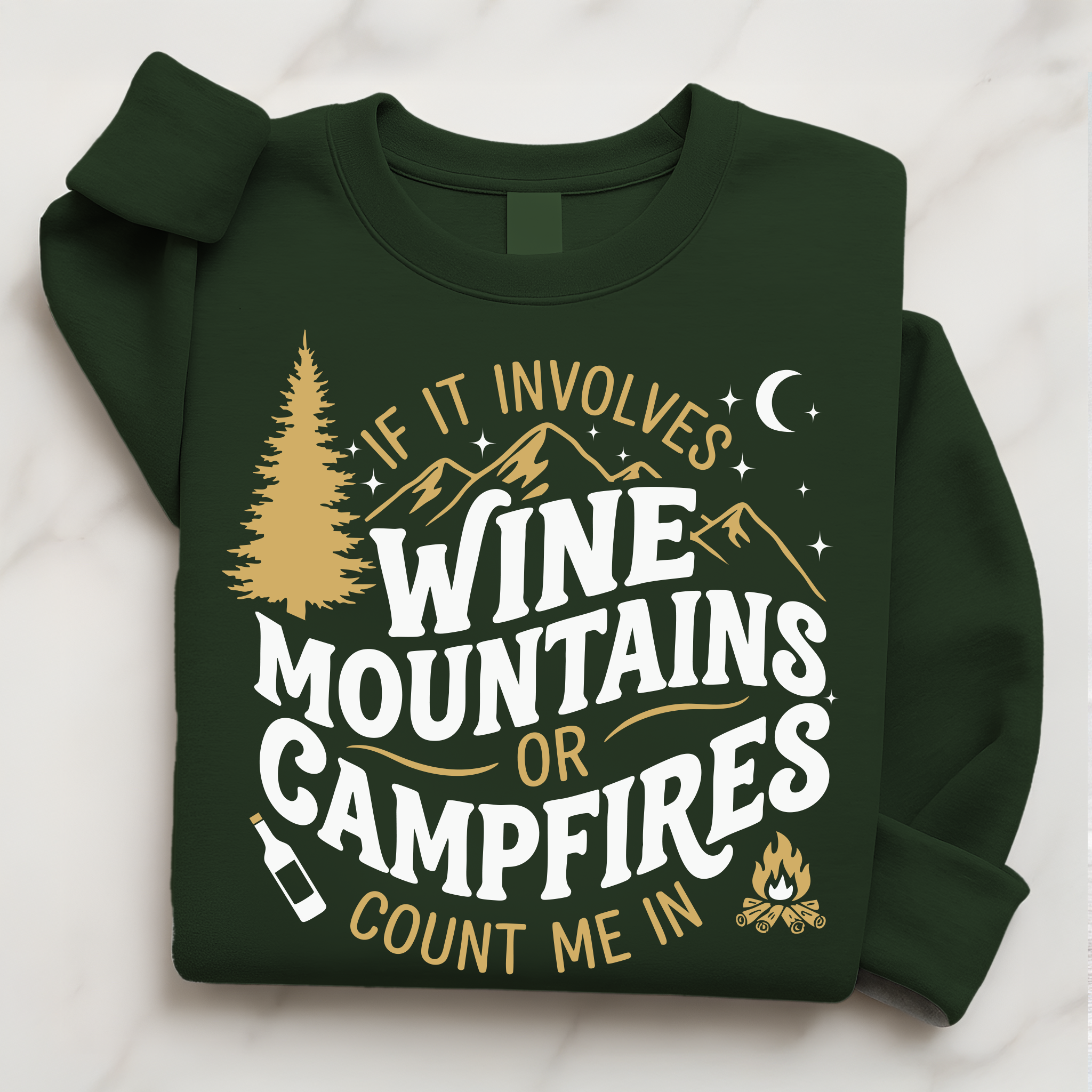 Wine Camping Shirt | Wine Mountains Campfire Nights Outdoor Sweatshirt Gift for Her