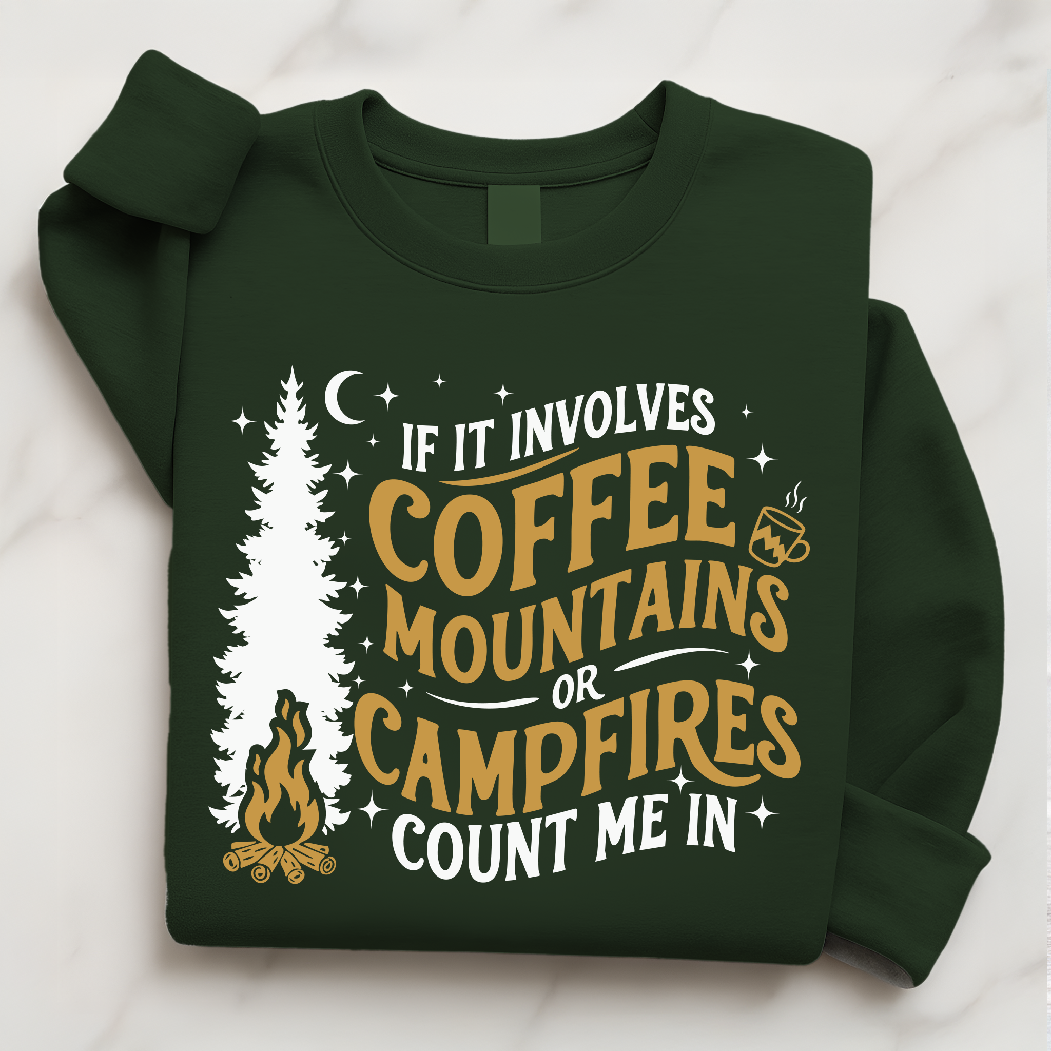 Coffee Camping Shirt | Mountains Campfire Sweatshirt Gift for Him or Her