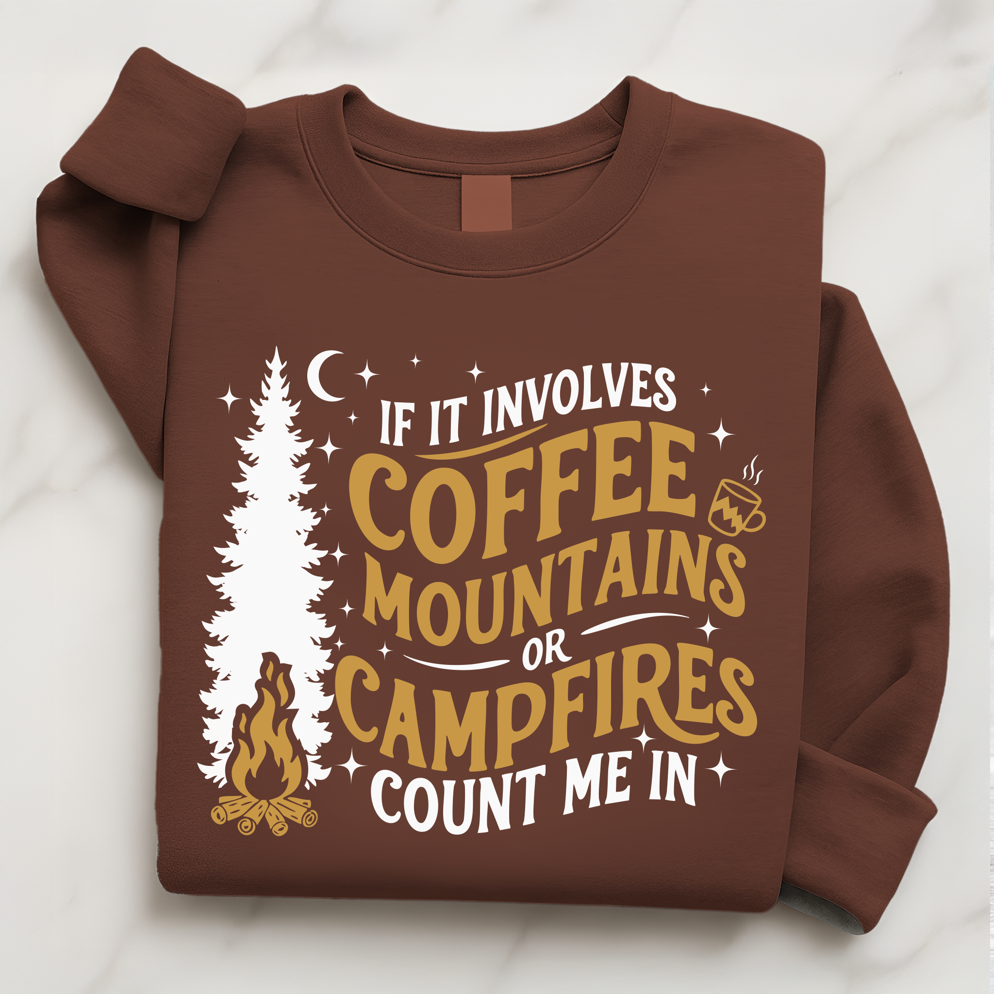 Coffee Camping Shirt | Mountains Campfire Sweatshirt Gift for Him or Her