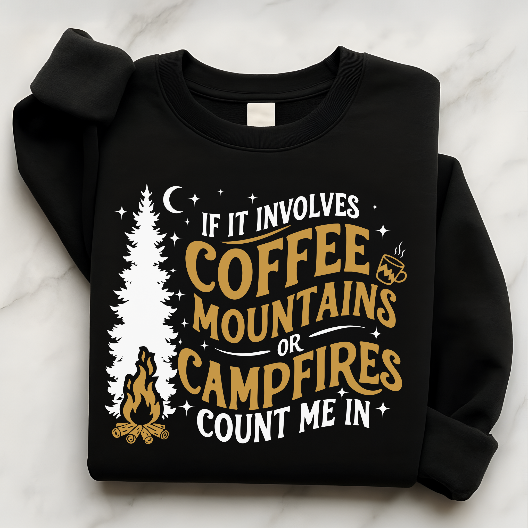 Coffee Camping Shirt | Mountains Campfire Sweatshirt Gift for Him or Her