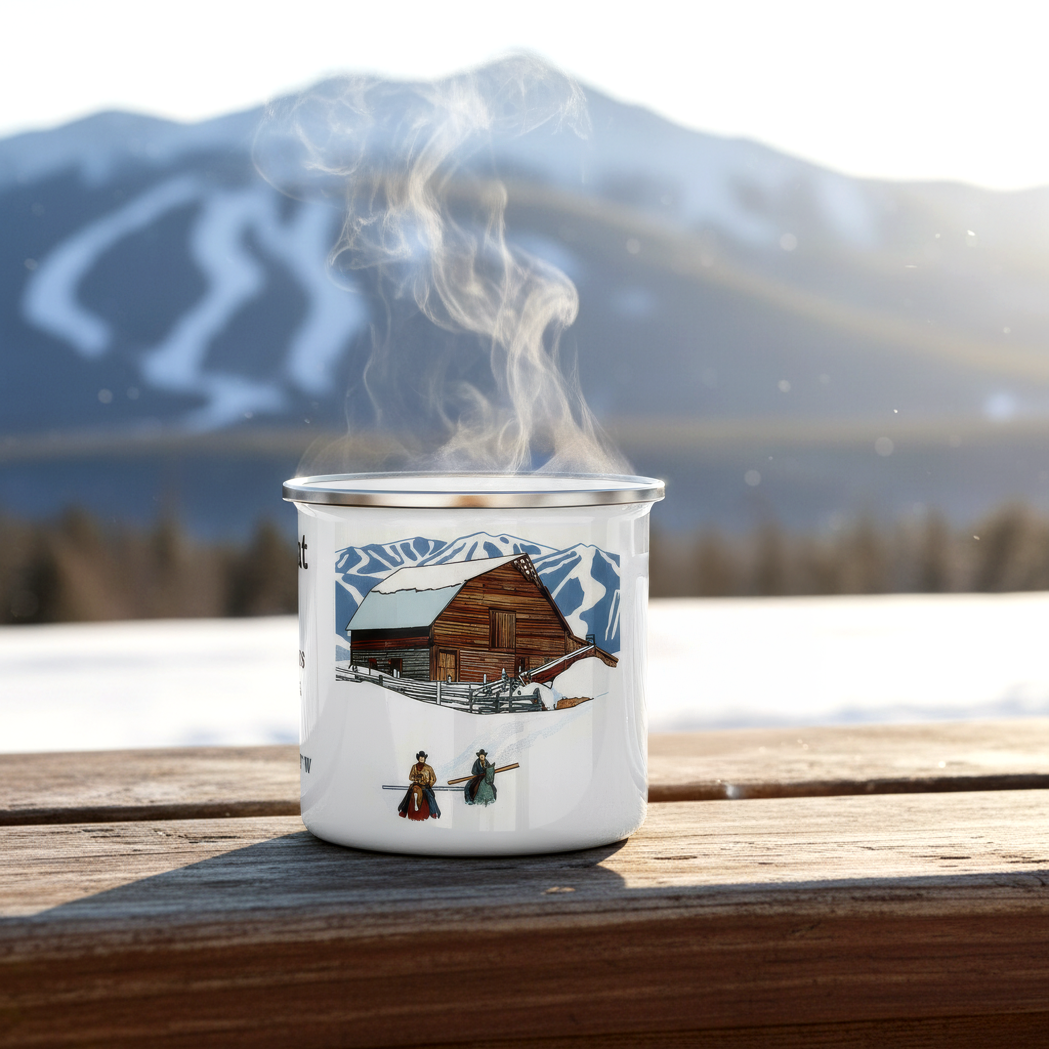 Steamboat Springs Ski Season 2026 Enamel Camping Mug | Cabin Winter Design