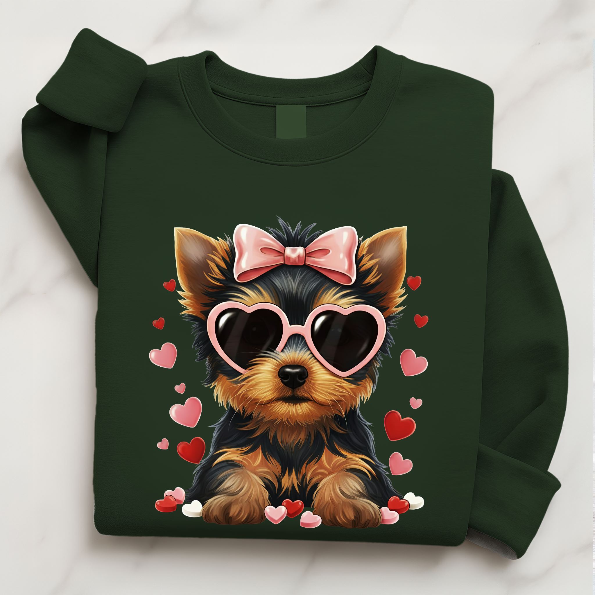 Yorkshire Terrier Valentine Shirt | Yorkie Heart Sunglasses Pullover Sweatshirt Gift for Her