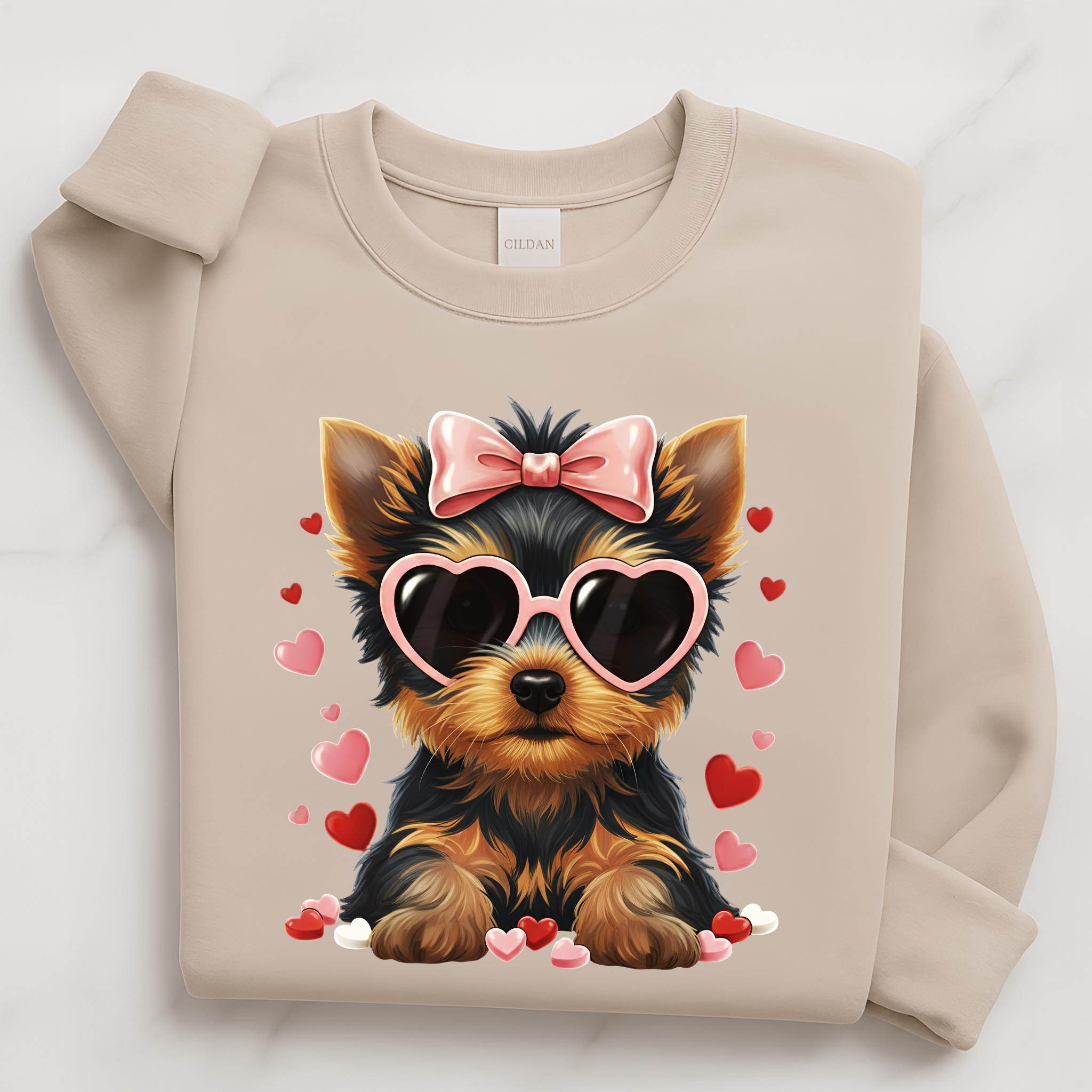 Yorkshire Terrier Valentine Shirt | Yorkie Heart Sunglasses Pullover Sweatshirt Gift for Her