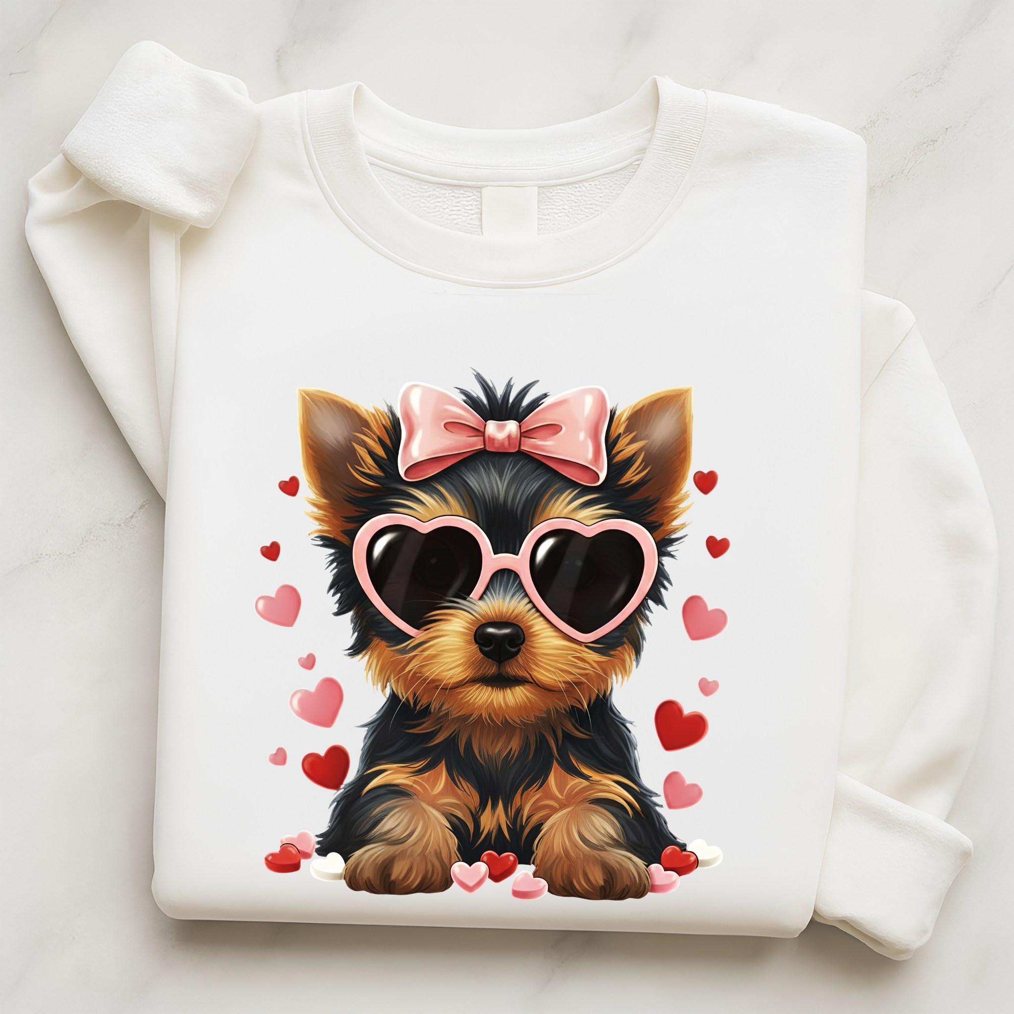 Yorkshire Terrier Valentine Shirt | Yorkie Heart Sunglasses Pullover Sweatshirt Gift for Her