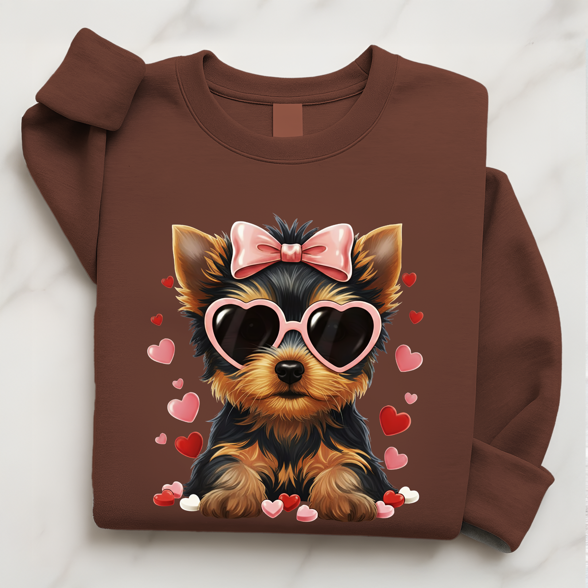 Yorkshire Terrier Valentine Shirt | Yorkie Heart Sunglasses Pullover Sweatshirt Gift for Her