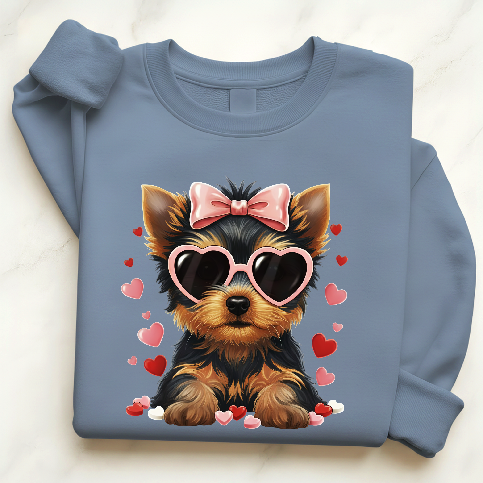 Yorkshire Terrier Valentine Shirt | Yorkie Heart Sunglasses Pullover Sweatshirt Gift for Her