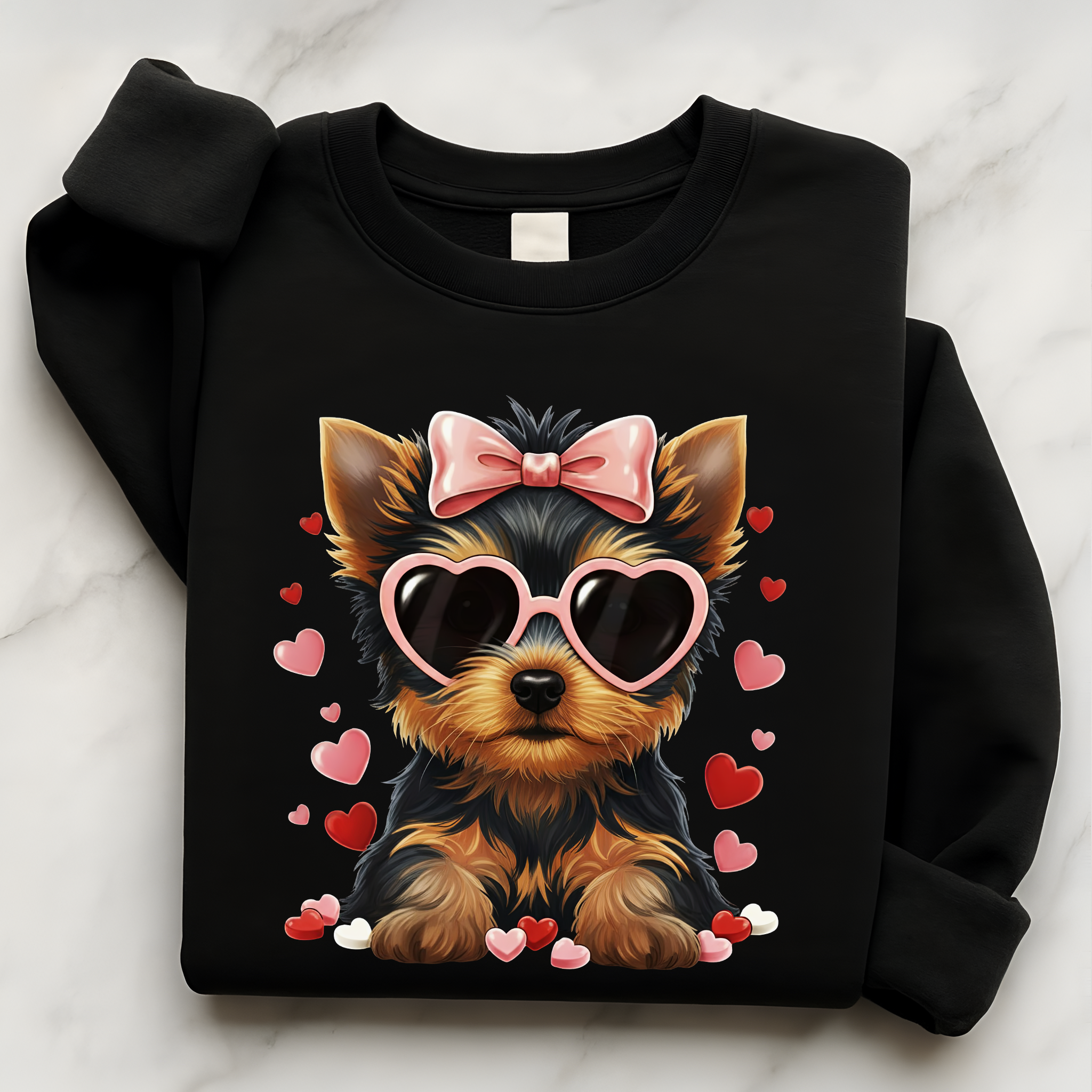 Yorkshire Terrier Valentine Shirt | Yorkie Heart Sunglasses Pullover Sweatshirt Gift for Her