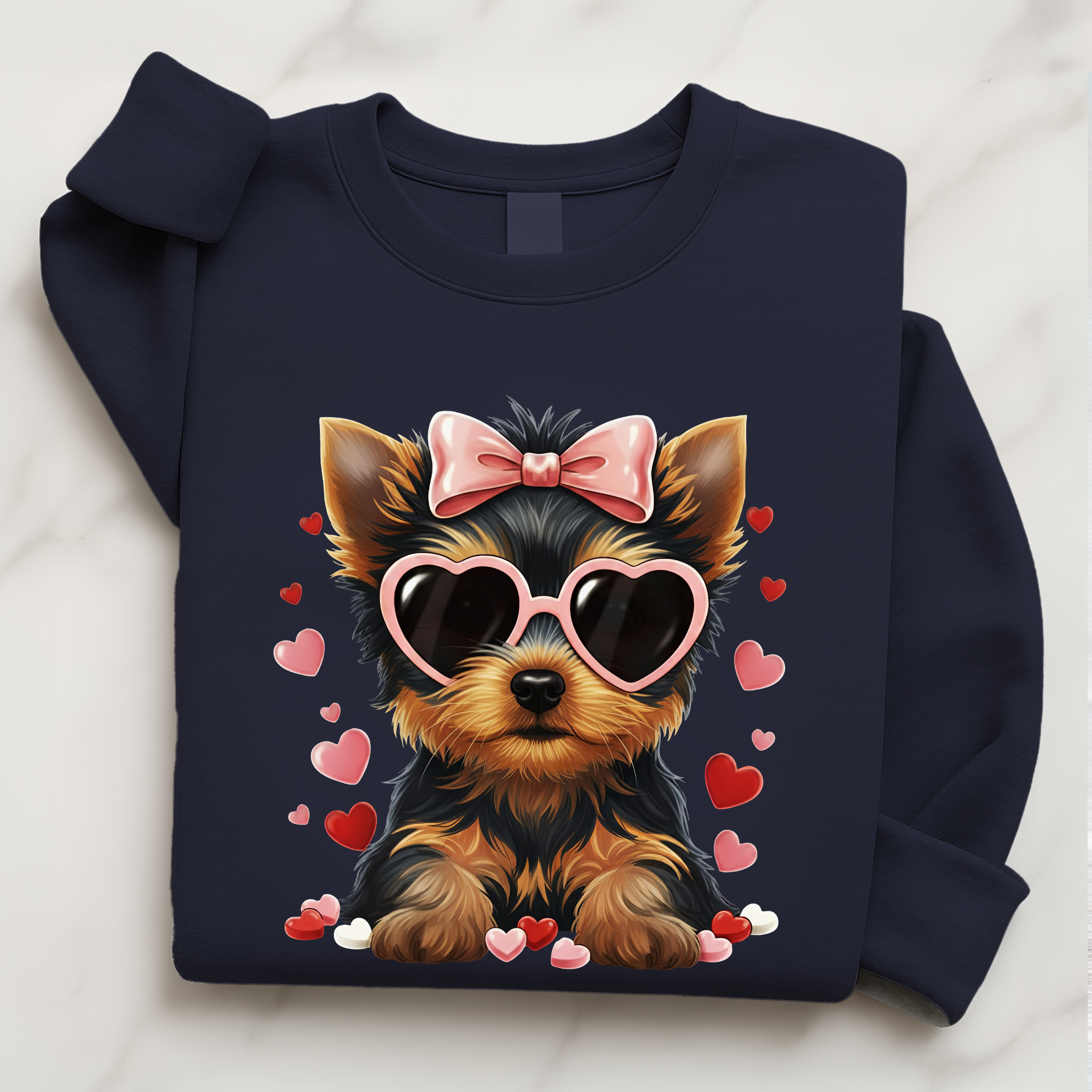 Yorkshire Terrier Valentine Shirt | Yorkie Heart Sunglasses Pullover Sweatshirt Gift for Her