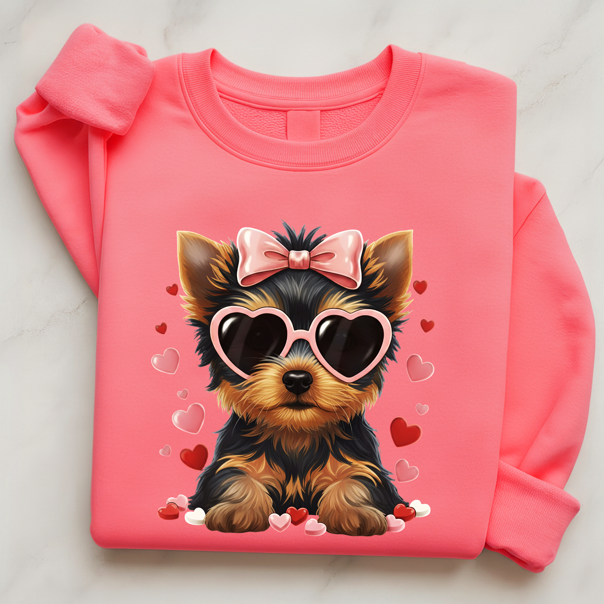 Yorkshire Terrier Valentine Shirt | Yorkie Heart Sunglasses Pullover Sweatshirt Gift for Her