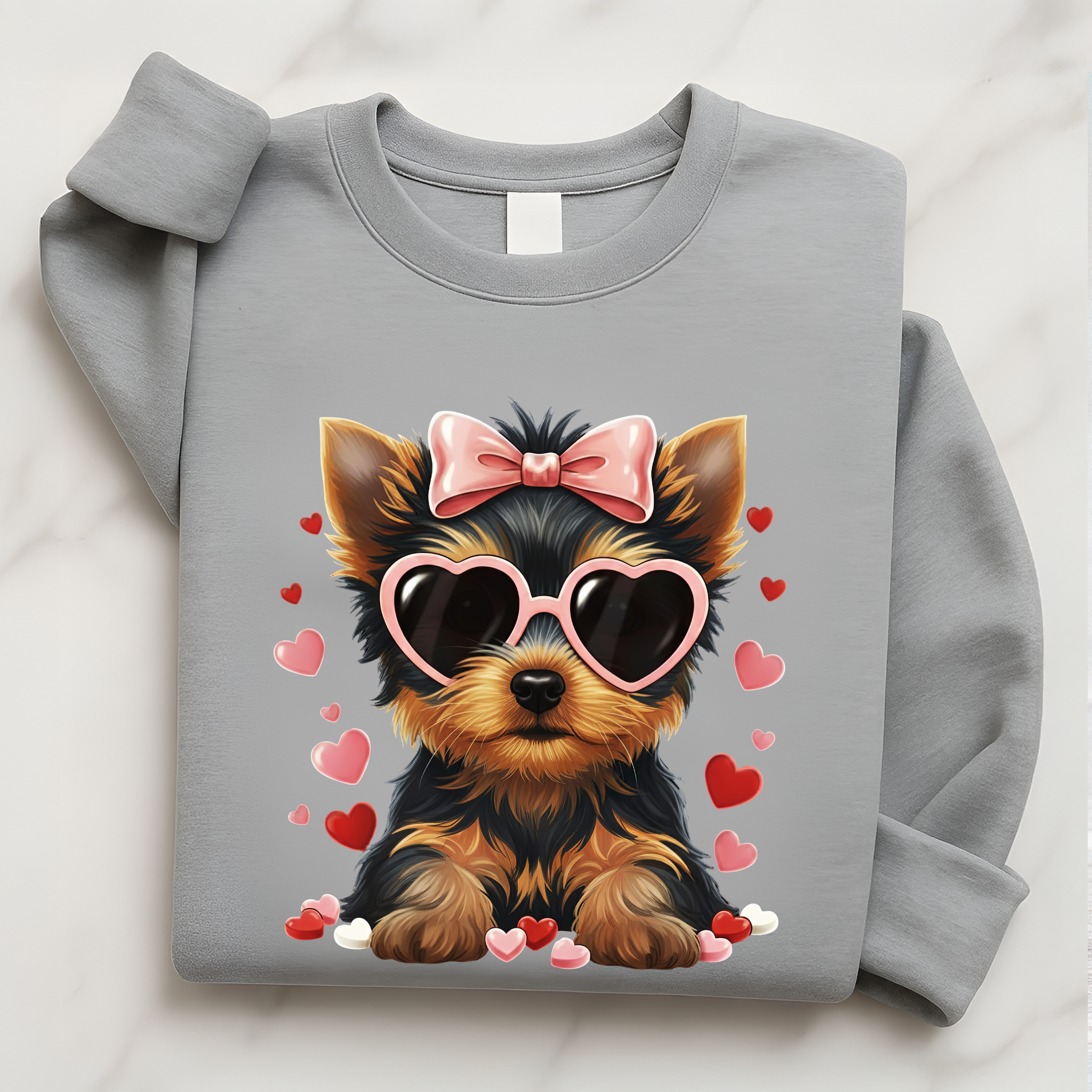 Yorkshire Terrier Valentine Shirt | Yorkie Heart Sunglasses Pullover Sweatshirt Gift for Her