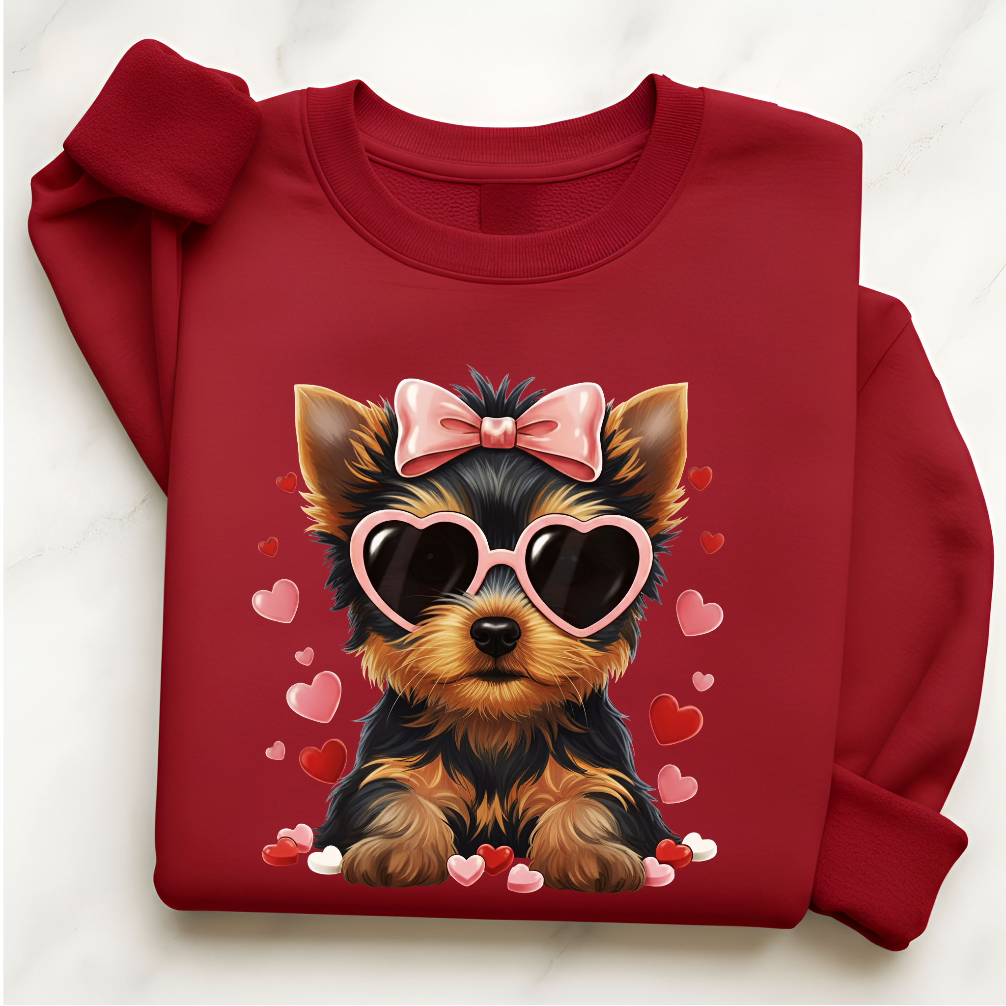 Yorkshire Terrier Valentine Shirt | Yorkie Heart Sunglasses Pullover Sweatshirt Gift for Her