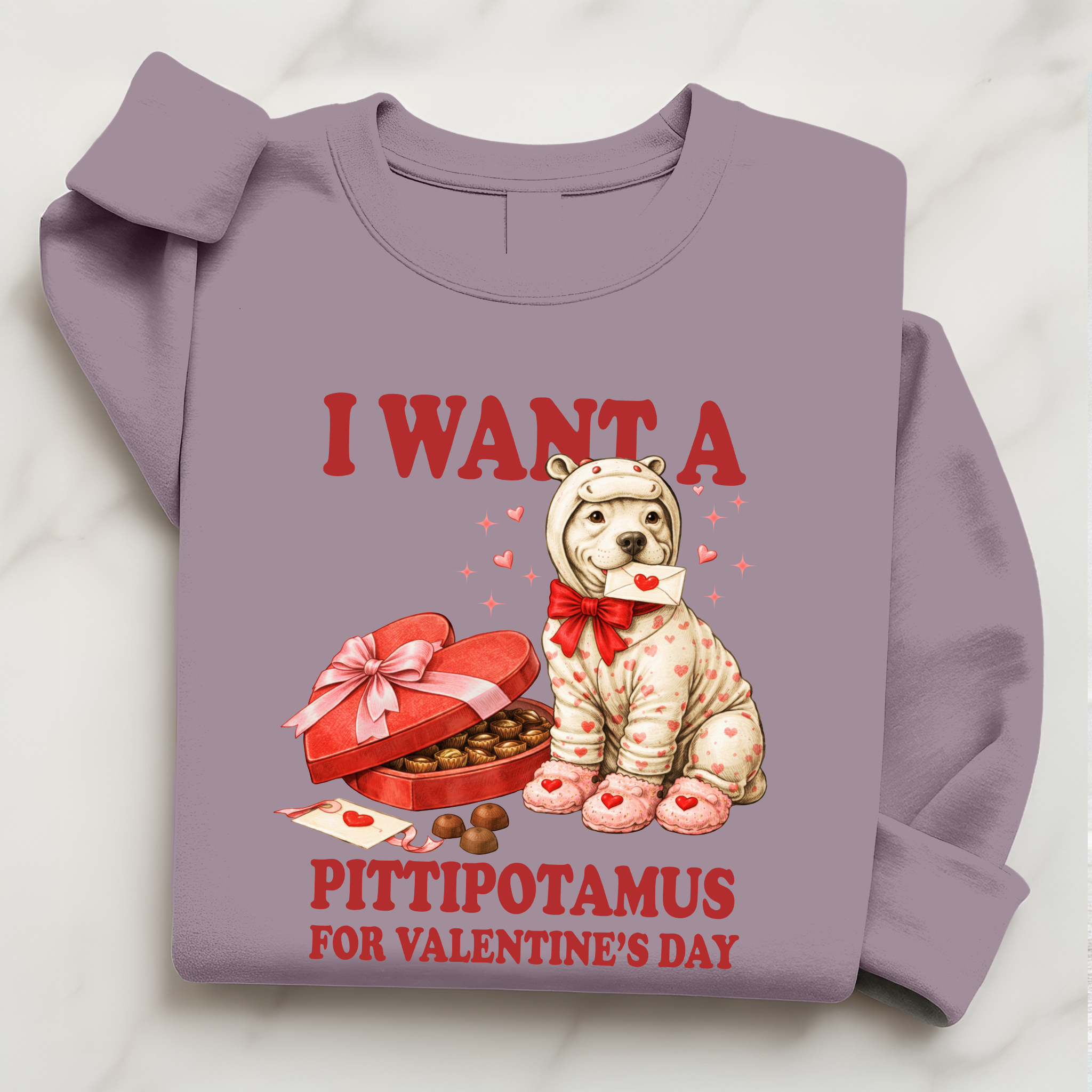 Valentine Pittie Shirt I Want a Pittipotamus Pitbull Valentines Sweatshirt Gift