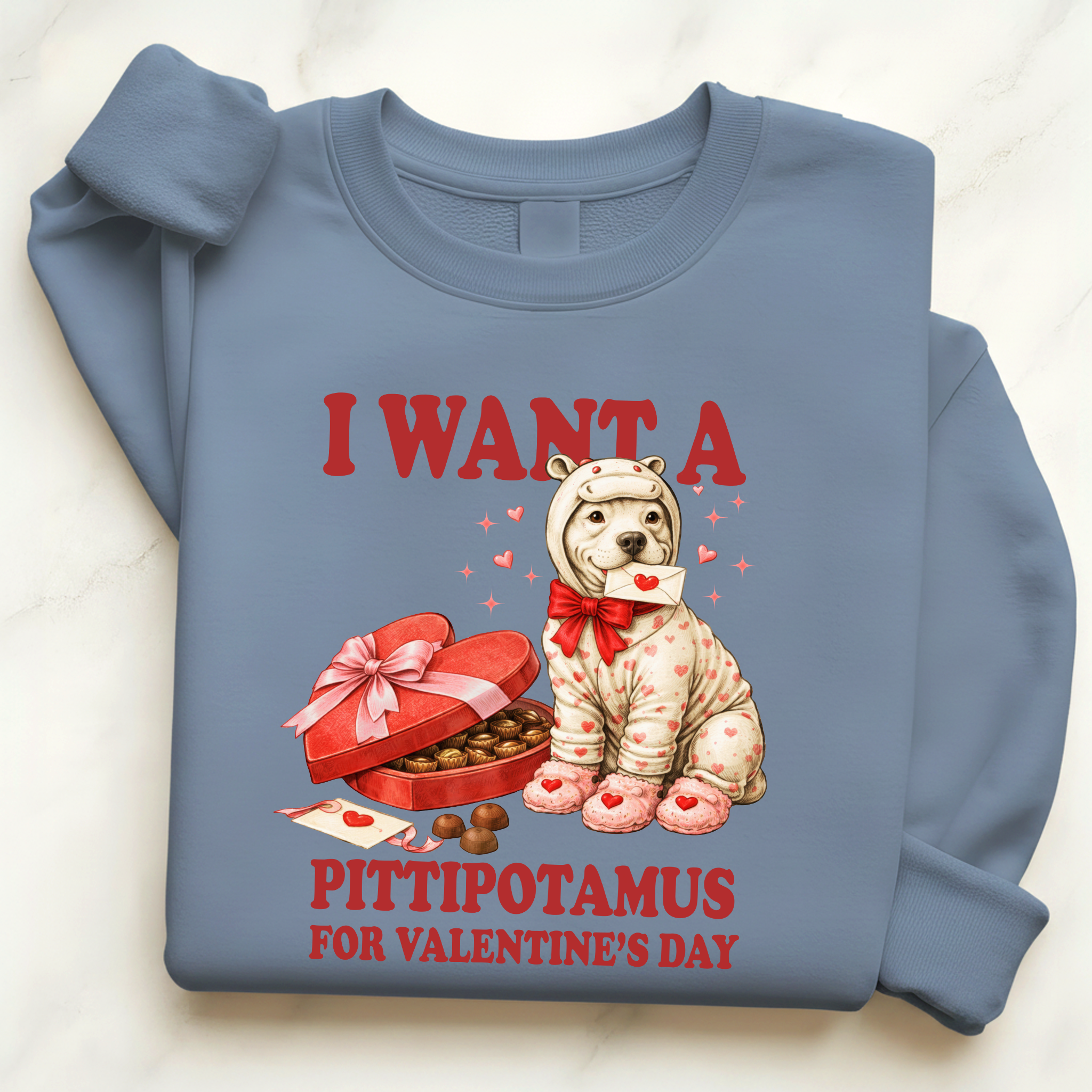 Valentine Pittie Shirt I Want a Pittipotamus Pitbull Valentines Sweatshirt Gift
